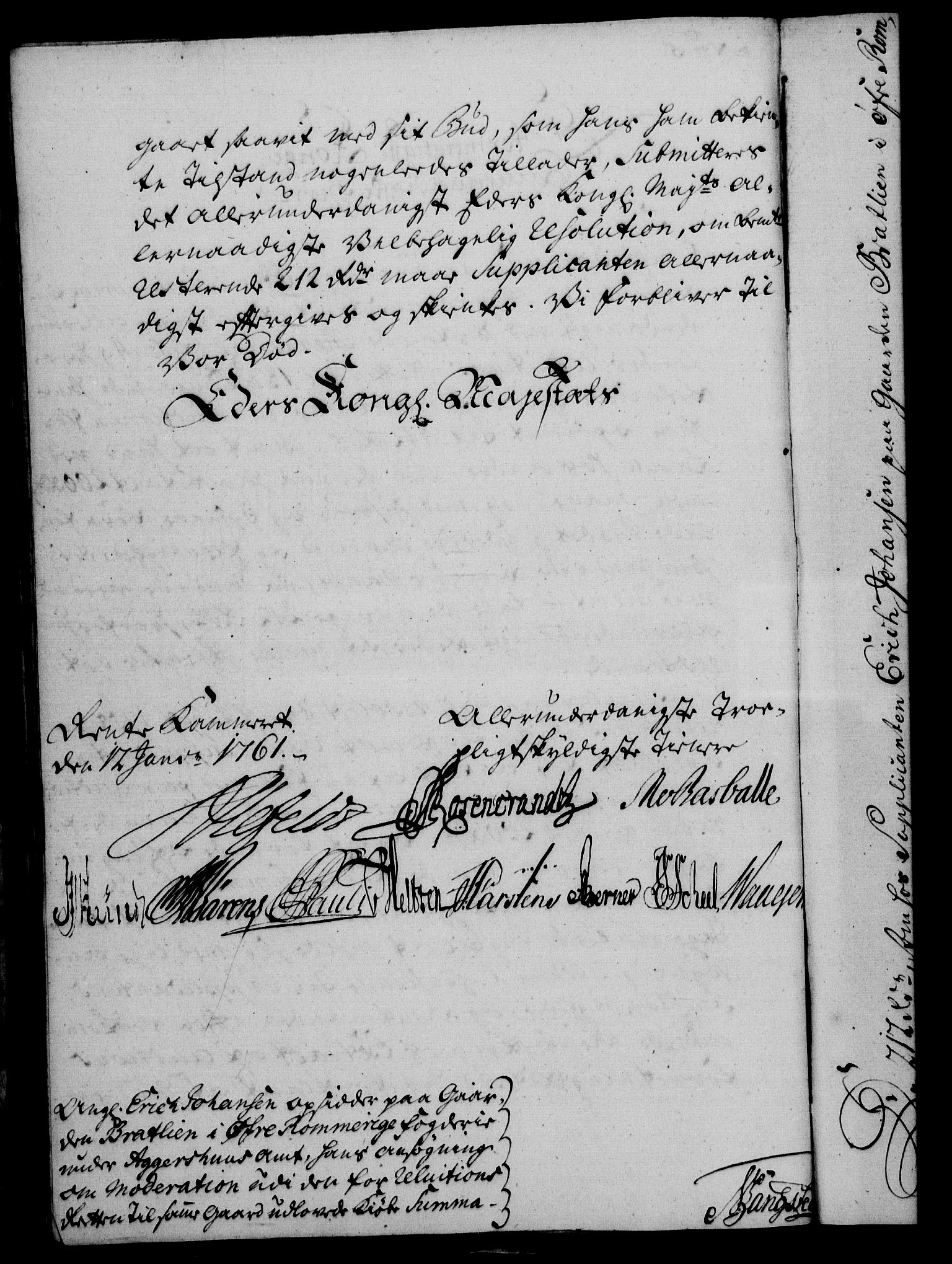 Rentekammeret, Kammerkanselliet, RA/EA-3111/G/Gf/Gfa/L0043: Norsk relasjons- og resolusjonsprotokoll (merket RK 52.43), 1761, s. 43