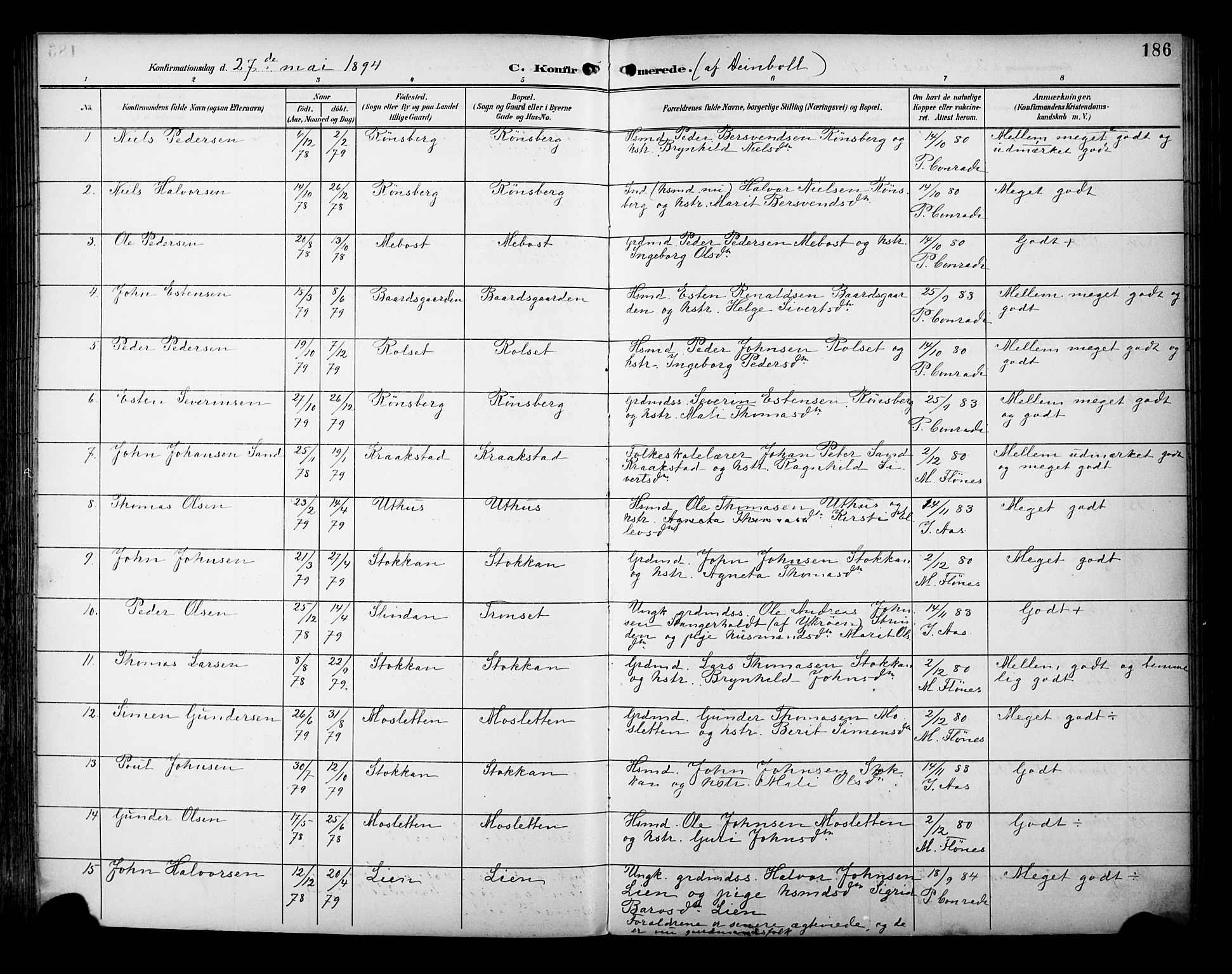 Ministerialprotokoller, klokkerbøker og fødselsregistre - Sør-Trøndelag, AV/SAT-A-1456/695/L1149: Ministerialbok nr. 695A09, 1891-1902, s. 186