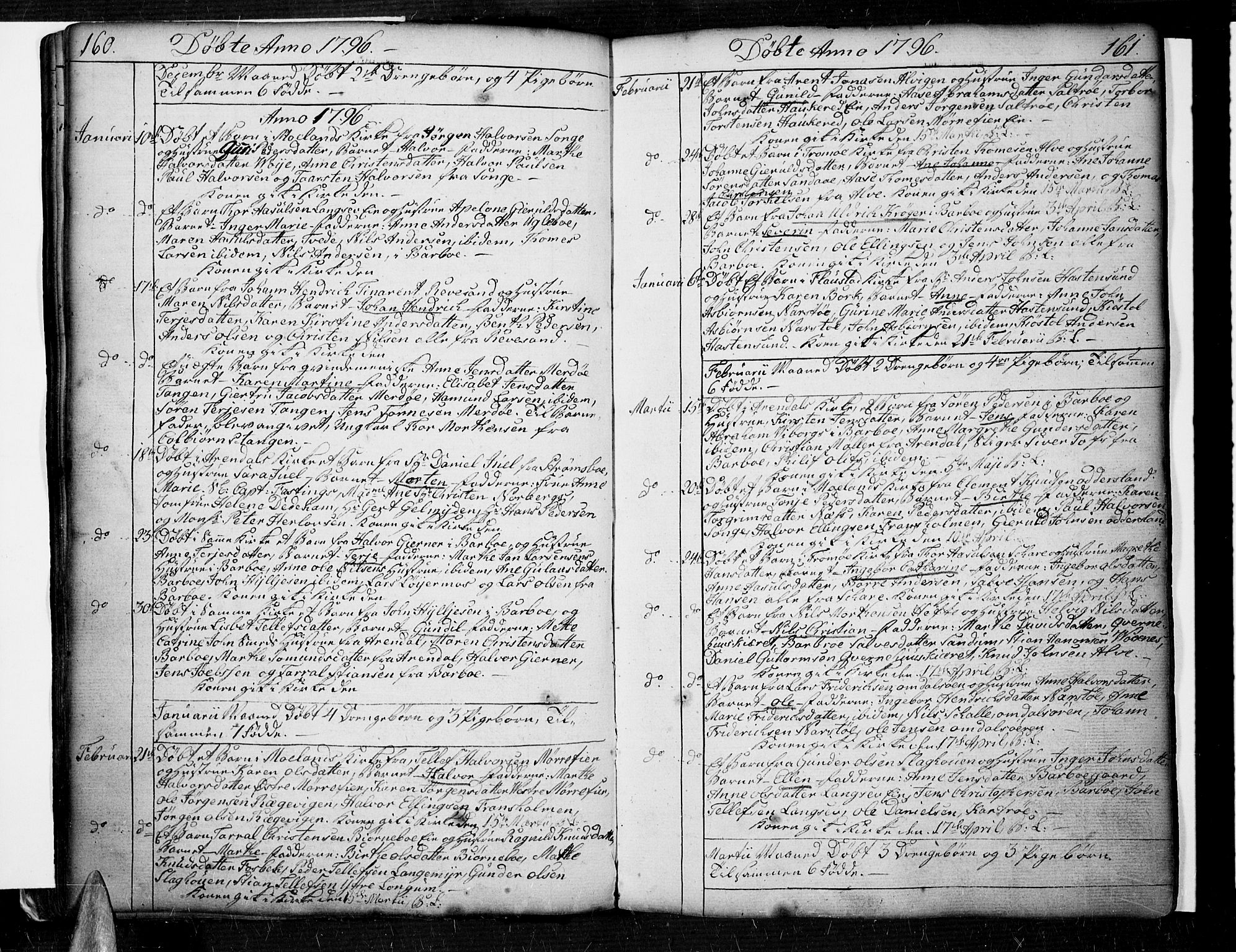 Tromøy sokneprestkontor, AV/SAK-1111-0041/F/Fa/L0002: Ministerialbok nr. A 2, 1773-1808, s. 160-161