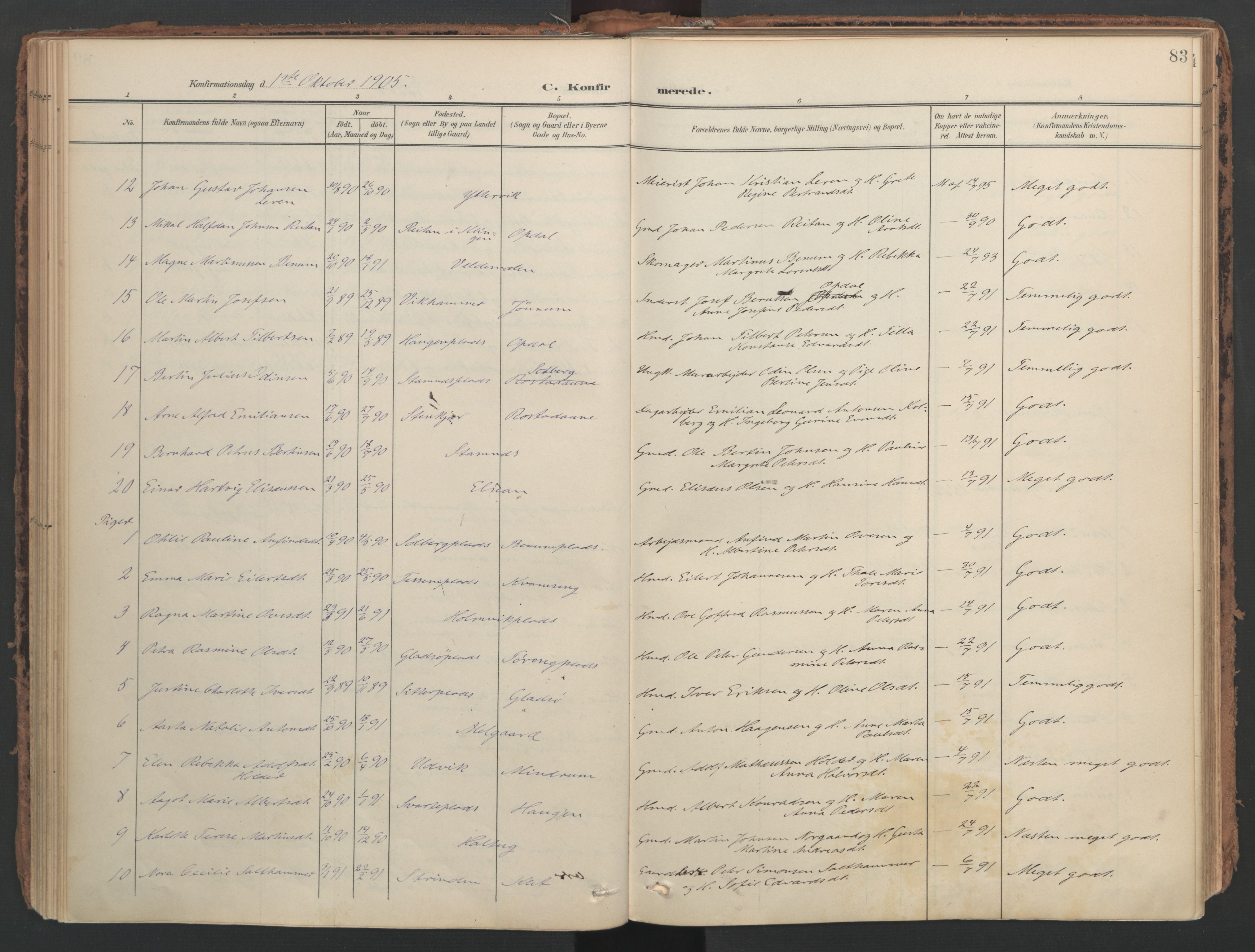 Ministerialprotokoller, klokkerbøker og fødselsregistre - Nord-Trøndelag, AV/SAT-A-1458/741/L0397: Ministerialbok nr. 741A11, 1901-1911, s. 83