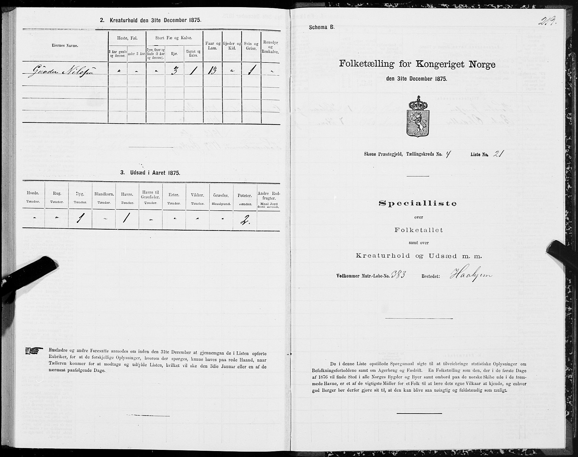 SAT, Folketelling 1875 for 1529P Skodje prestegjeld, 1875, s. 1219