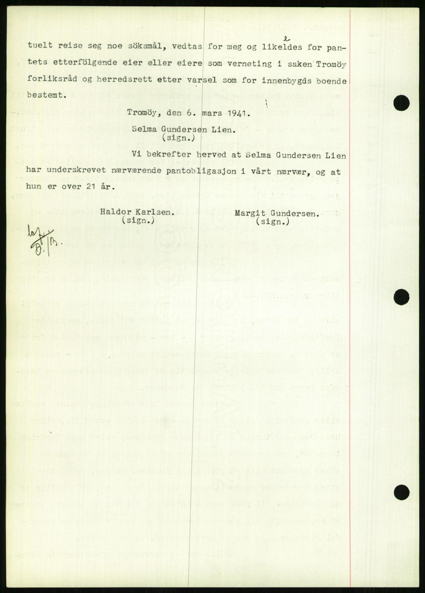 Nedenes sorenskriveri, AV/SAK-1221-0006/G/Gb/Gbb/L0001: Pantebok nr. I, 1939-1942, Dagboknr: 182/1941