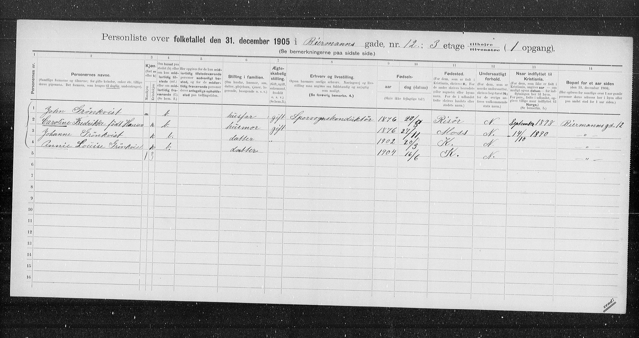 OBA, Kommunal folketelling 31.12.1905 for Kristiania kjøpstad, 1905, s. 2372