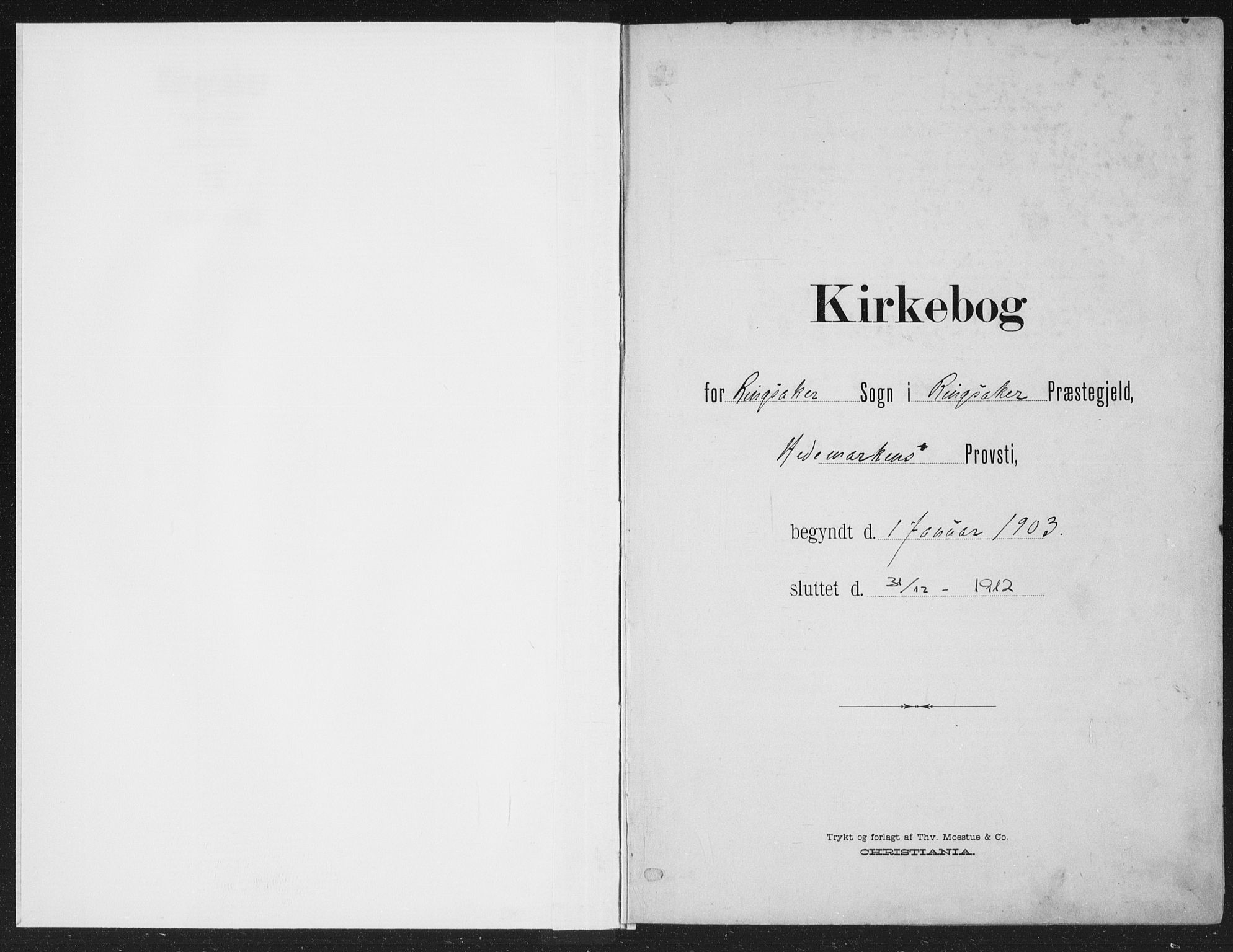 Ringsaker prestekontor, SAH/PREST-014/K/Ka/L0018: Ministerialbok nr. 18, 1903-1912