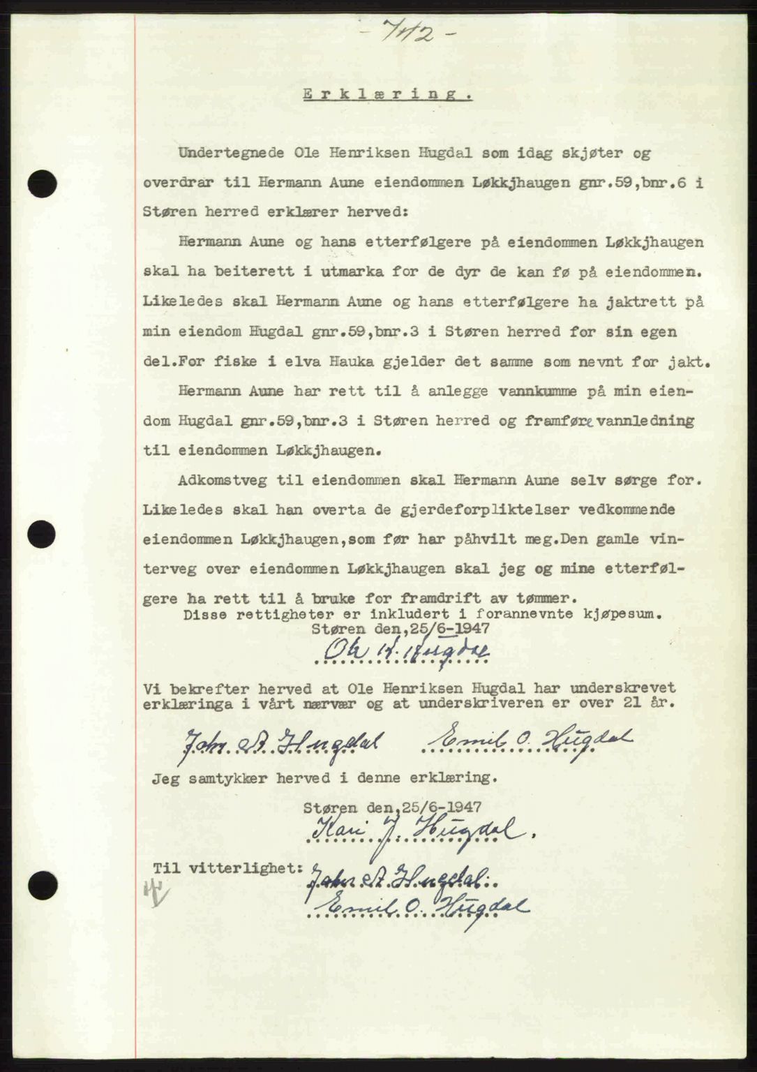 Gauldal sorenskriveri, SAT/A-0014/1/2/2C: Pantebok nr. A3, 1947-1947, Dagboknr: 804/1947