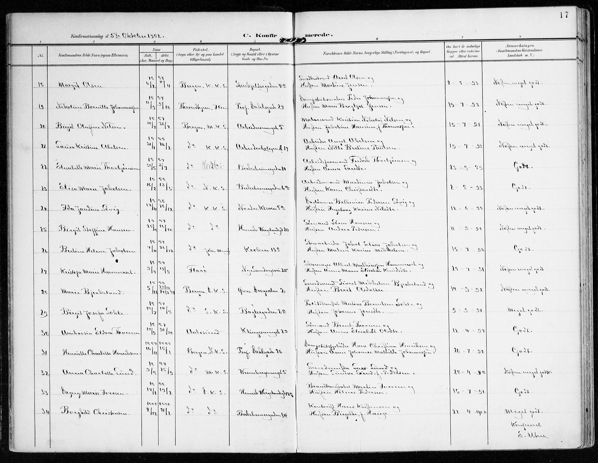 Mariakirken Sokneprestembete, AV/SAB-A-76901/H/Haa/L0014: Ministerialbok nr. C 2, 1900-1916, s. 17