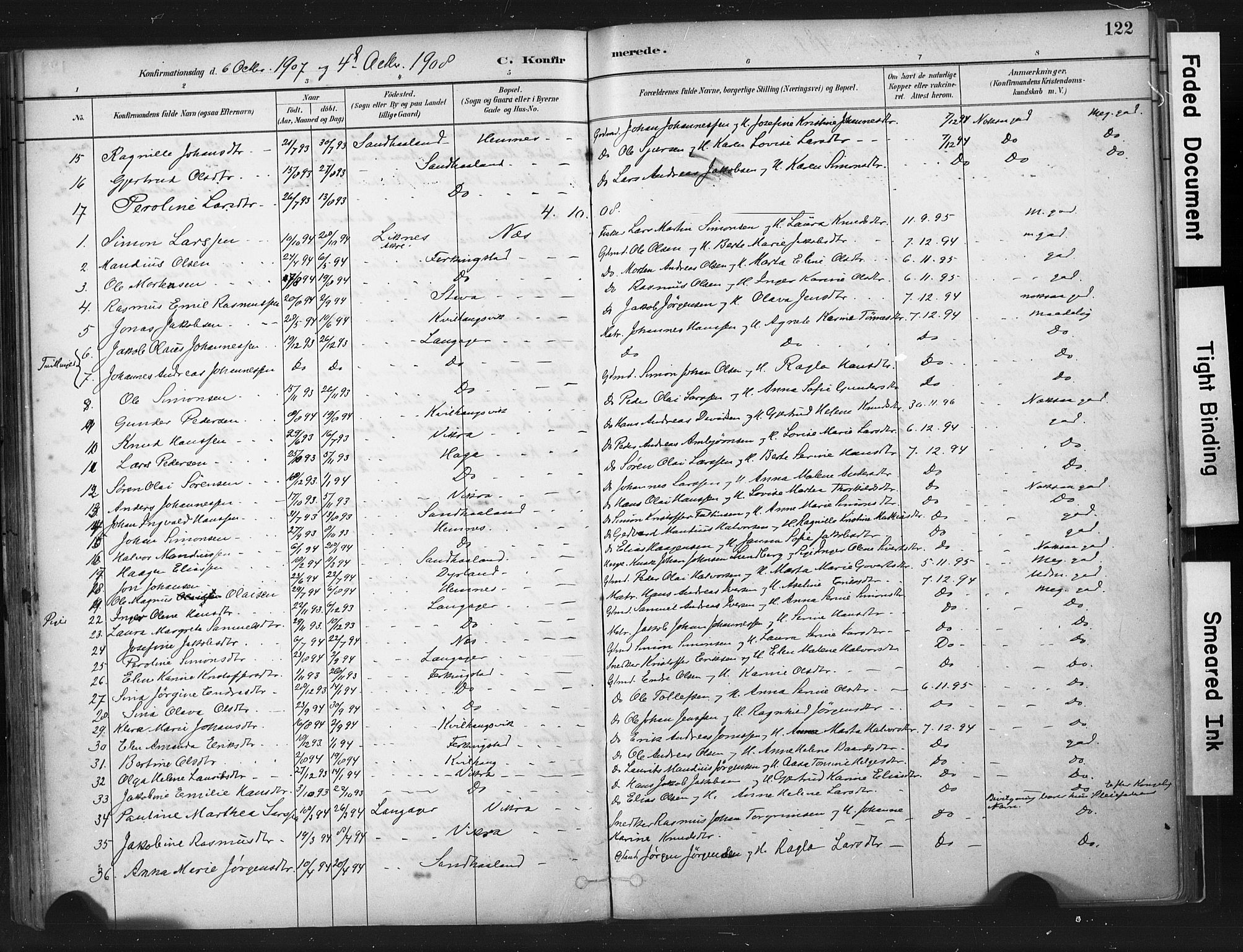 Skudenes sokneprestkontor, AV/SAST-A -101849/H/Ha/Haa/L0010: Ministerialbok nr. A 7, 1882-1912, s. 122