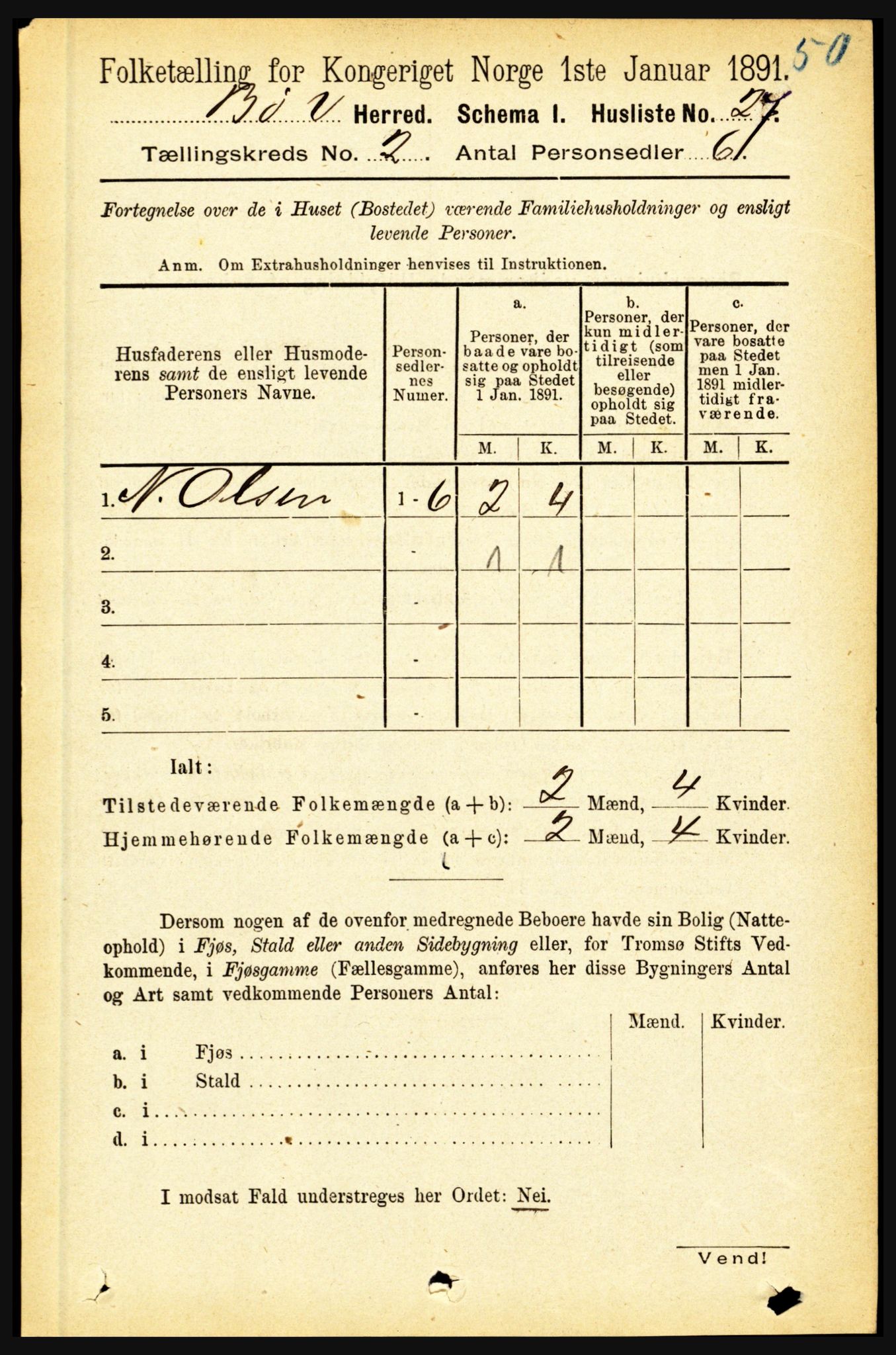 RA, Folketelling 1891 for 1867 Bø herred, 1891, s. 540