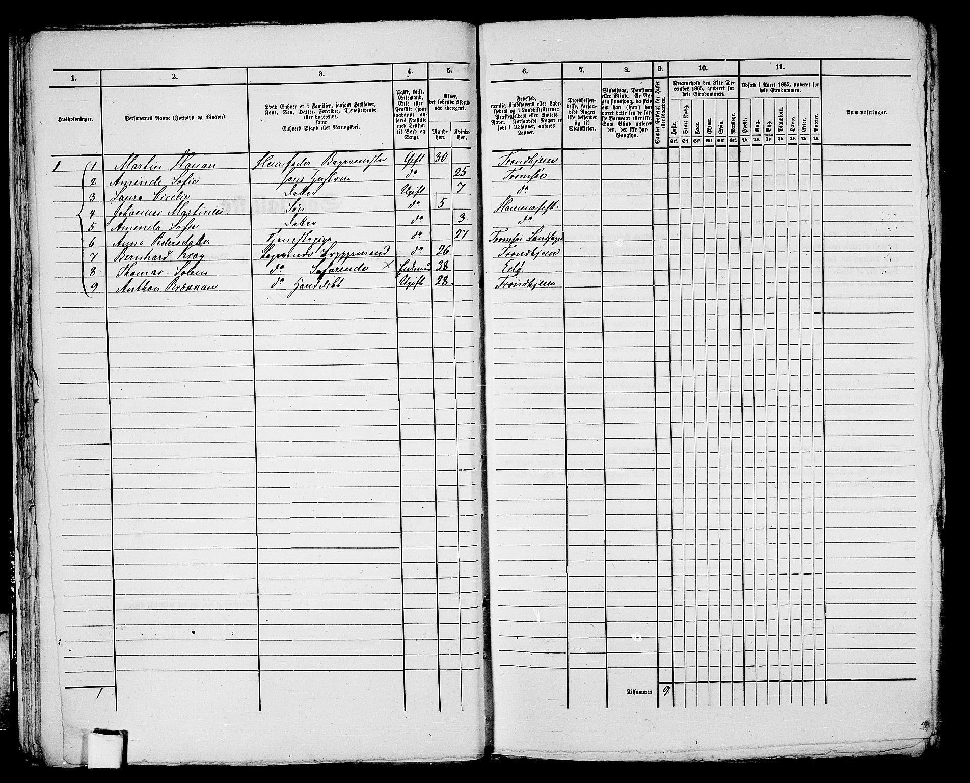 RA, Folketelling 1865 for 2001B Hammerfest prestegjeld, Hammerfest kjøpstad, 1865, s. 45