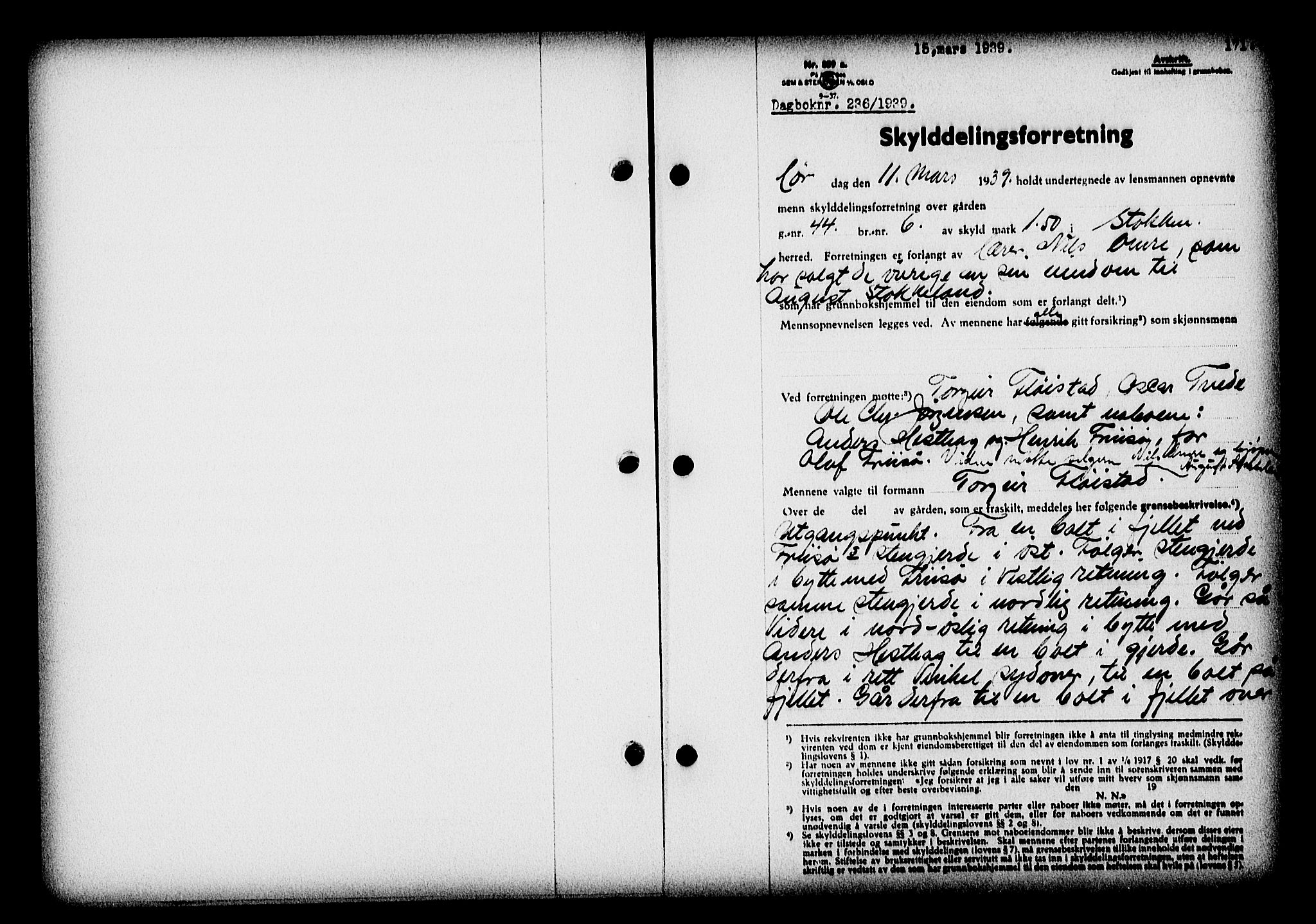 Nedenes sorenskriveri, AV/SAK-1221-0006/G/Gb/Gba/L0046: Pantebok nr. 42, 1938-1939, Dagboknr: 236/1939