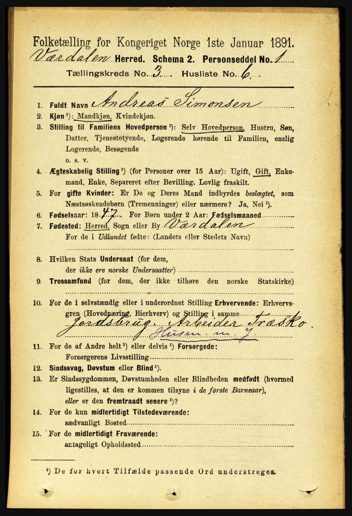 RA, Folketelling 1891 for 1721 Verdal herred, 1891, s. 1804