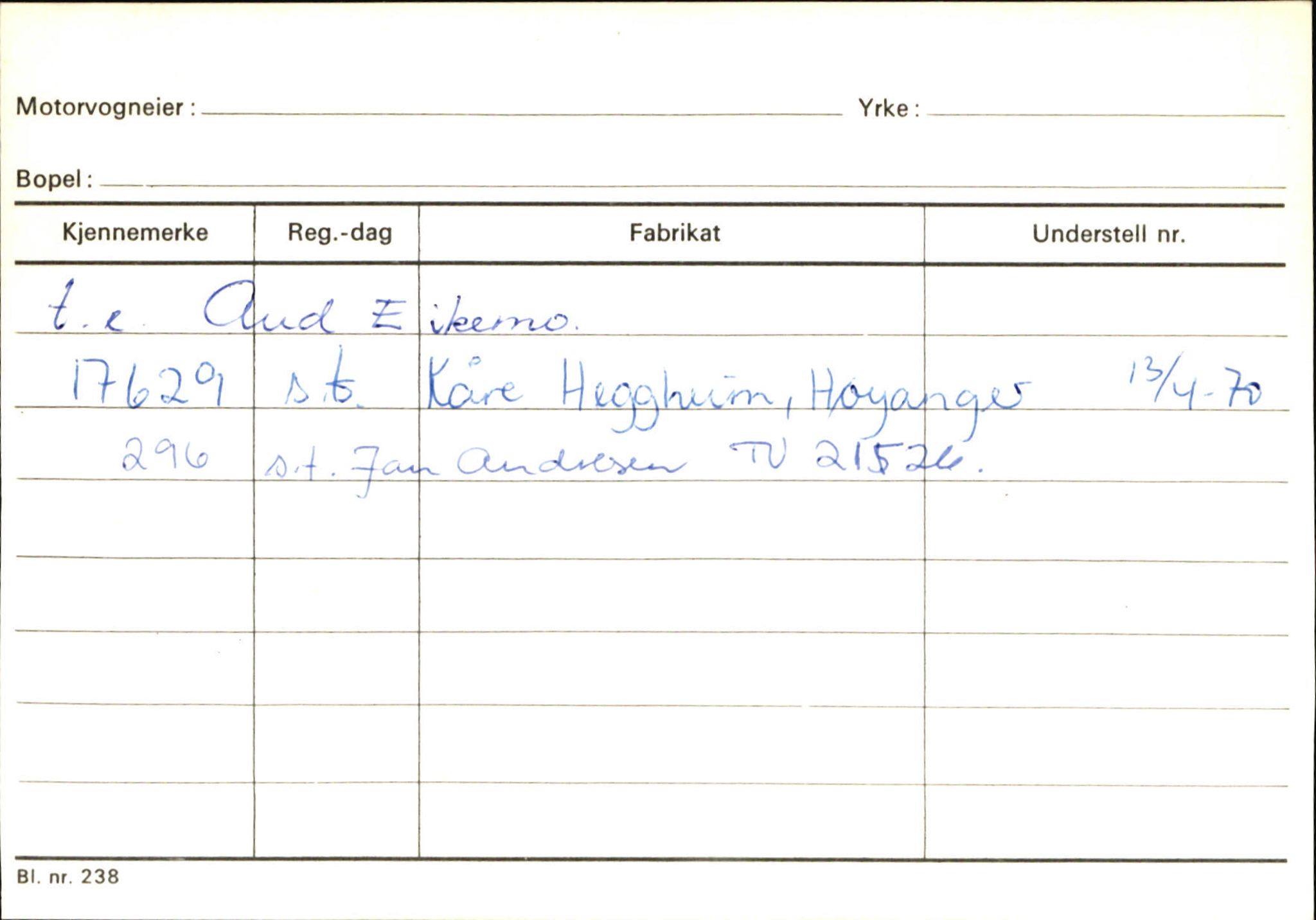 Statens vegvesen, Sogn og Fjordane vegkontor, AV/SAB-A-5301/4/F/L0126: Eigarregister Fjaler M-Å. Leikanger A-Å, 1945-1975, s. 929