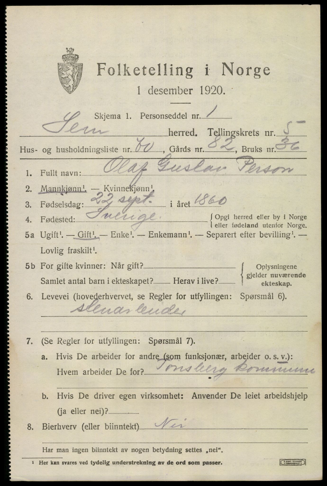 SAKO, Folketelling 1920 for 0721 Sem herred, 1920, s. 8531