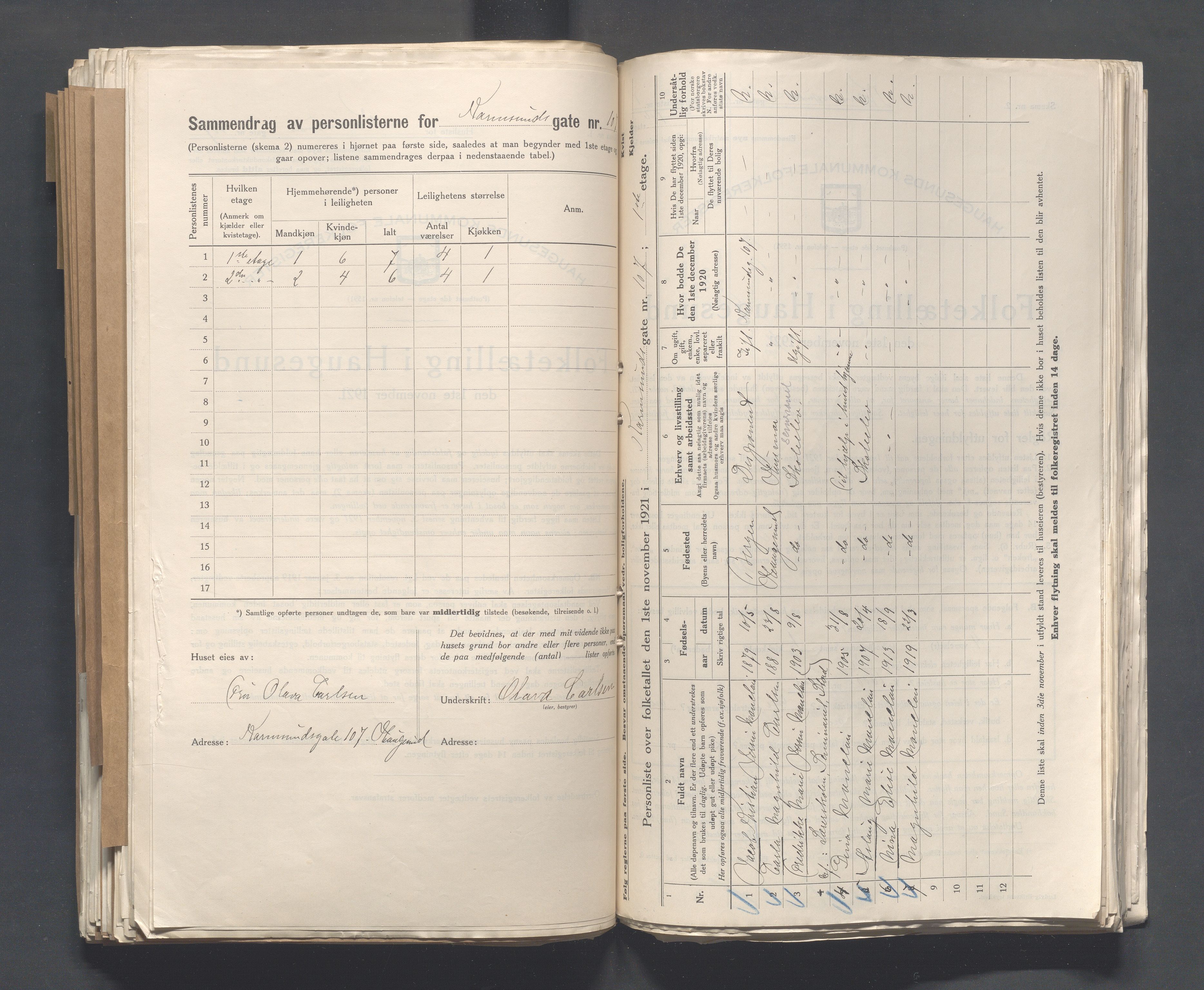 IKAR, Kommunal folketelling 1.11.1921 for Haugesund, 1921, s. 2458