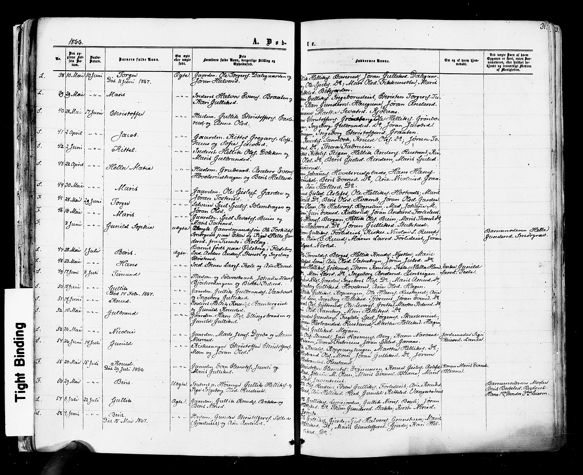 Flesberg kirkebøker, AV/SAKO-A-18/F/Fa/L0007: Ministerialbok nr. I 7, 1861-1878, s. 31