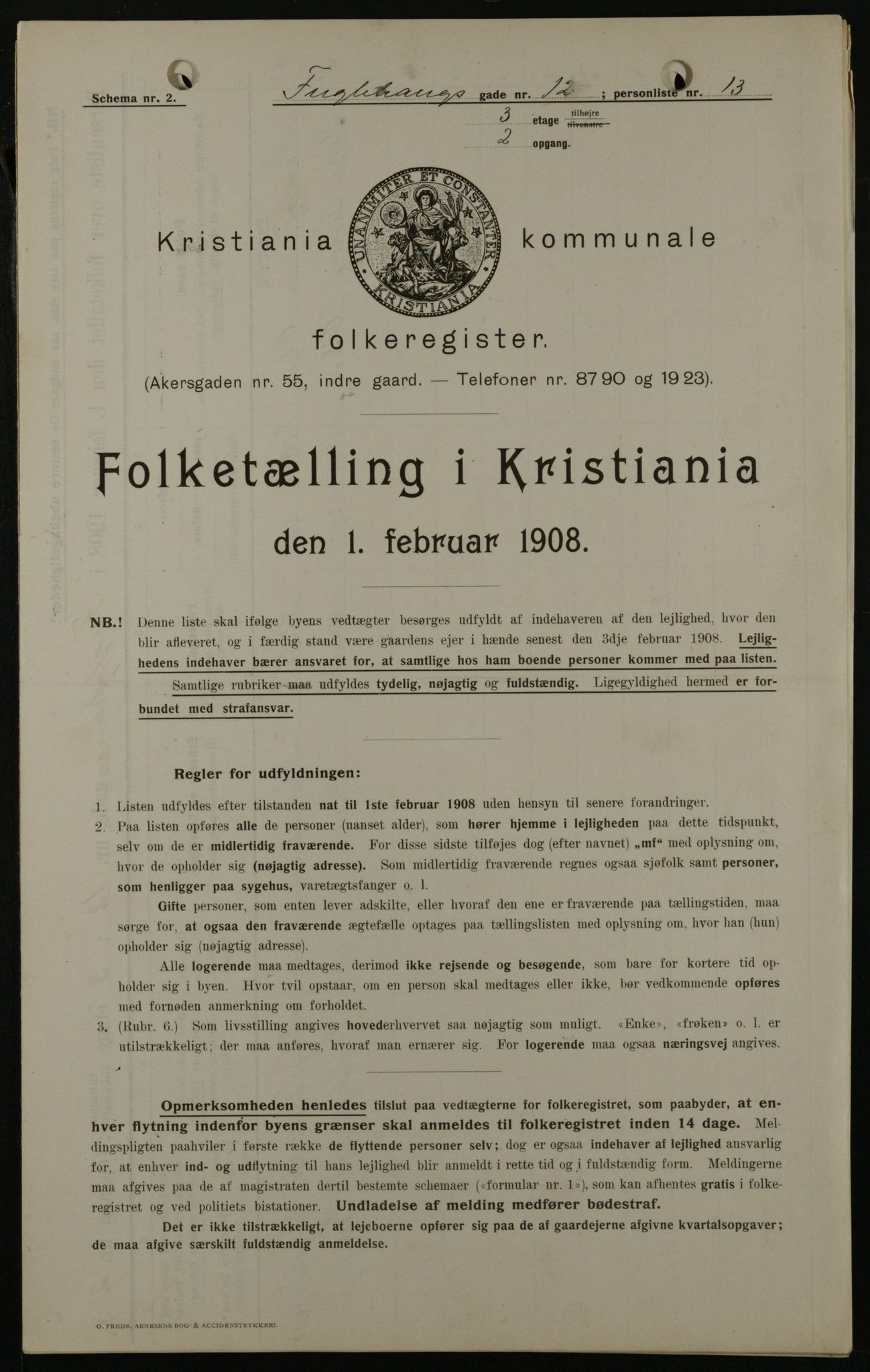 OBA, Kommunal folketelling 1.2.1908 for Kristiania kjøpstad, 1908, s. 25620