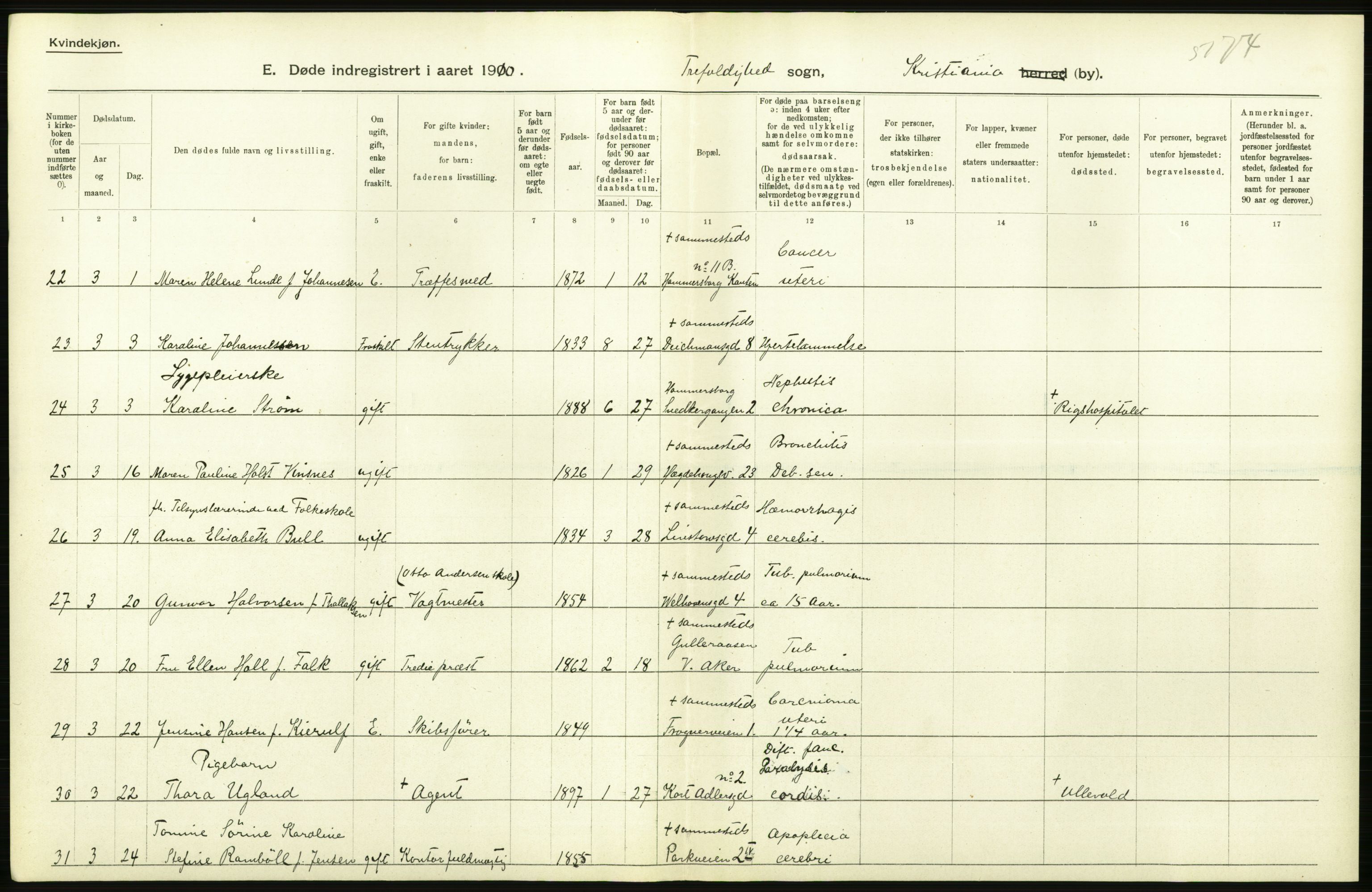 Statistisk sentralbyrå, Sosiodemografiske emner, Befolkning, AV/RA-S-2228/D/Df/Dfa/Dfah/L0008: Kristiania: Døde, 1910, s. 400