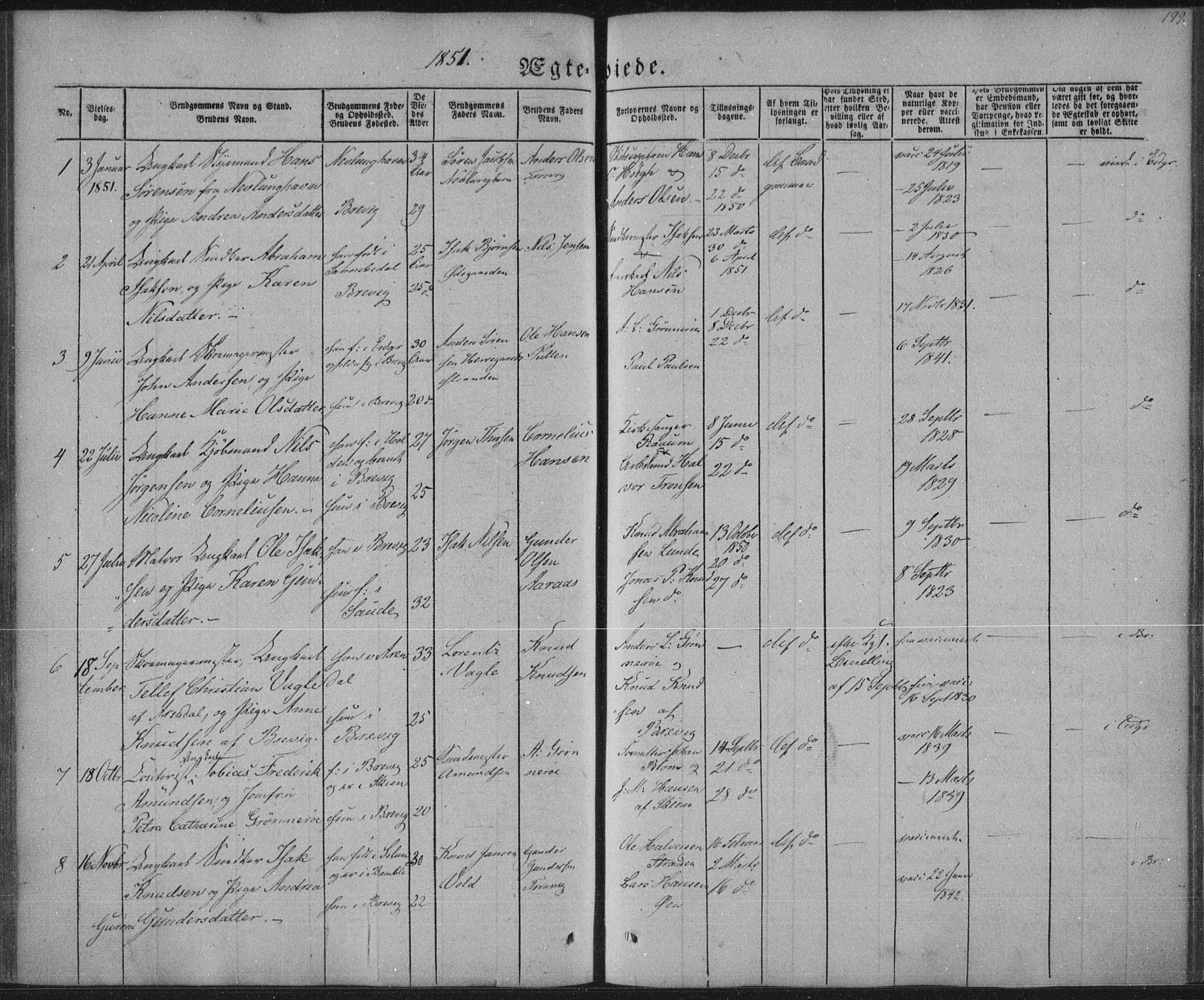 Brevik kirkebøker, AV/SAKO-A-255/F/Fa/L0005: Ministerialbok nr. 5, 1847-1865, s. 199