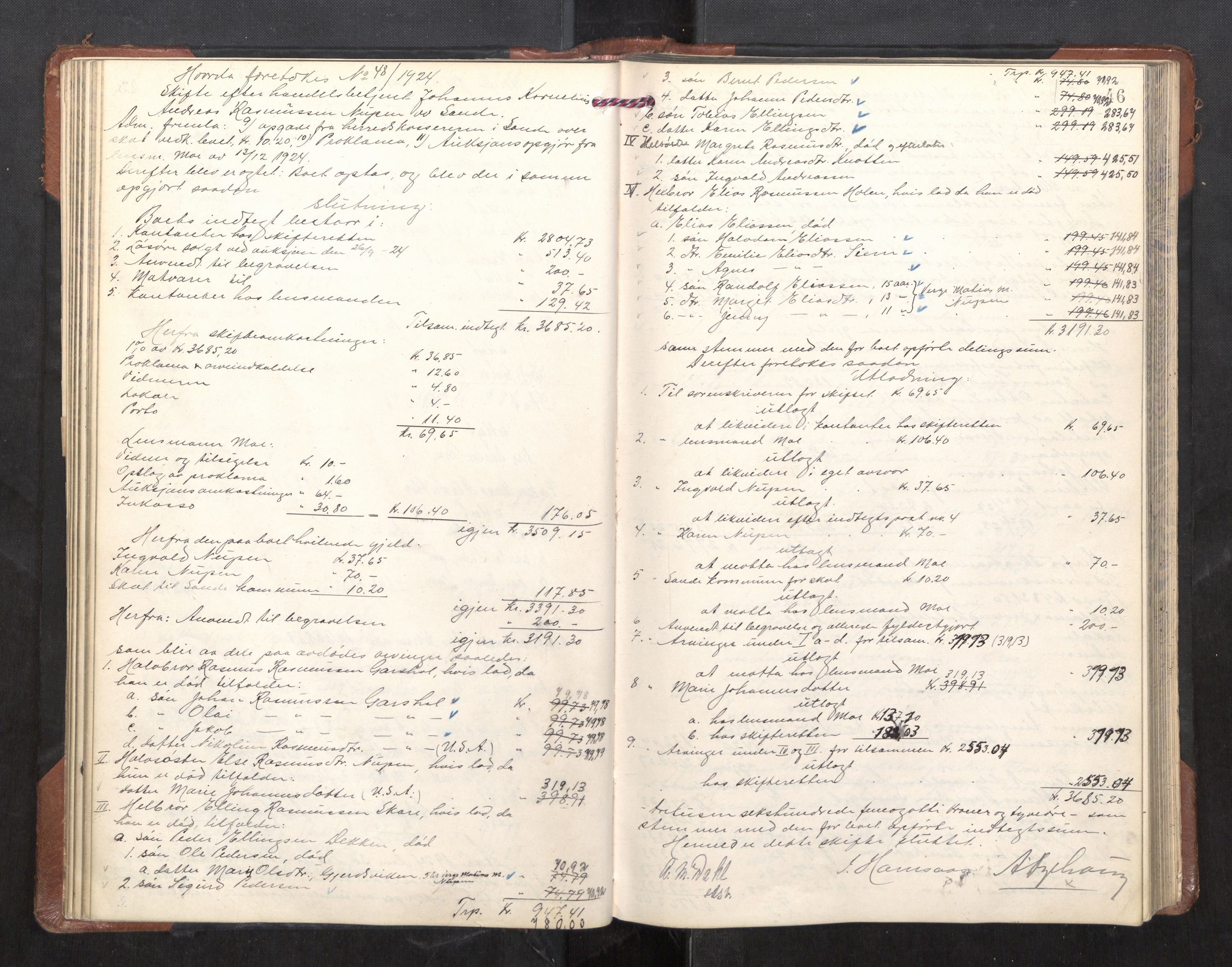 Søre Sunnmøre sorenskriveri, AV/SAT-A-4122/1/3/3A/L0025: Skifte- / Skifteutloddings- / Skifteslutningsprotokollar, 1924-1927, s. 45b-46a