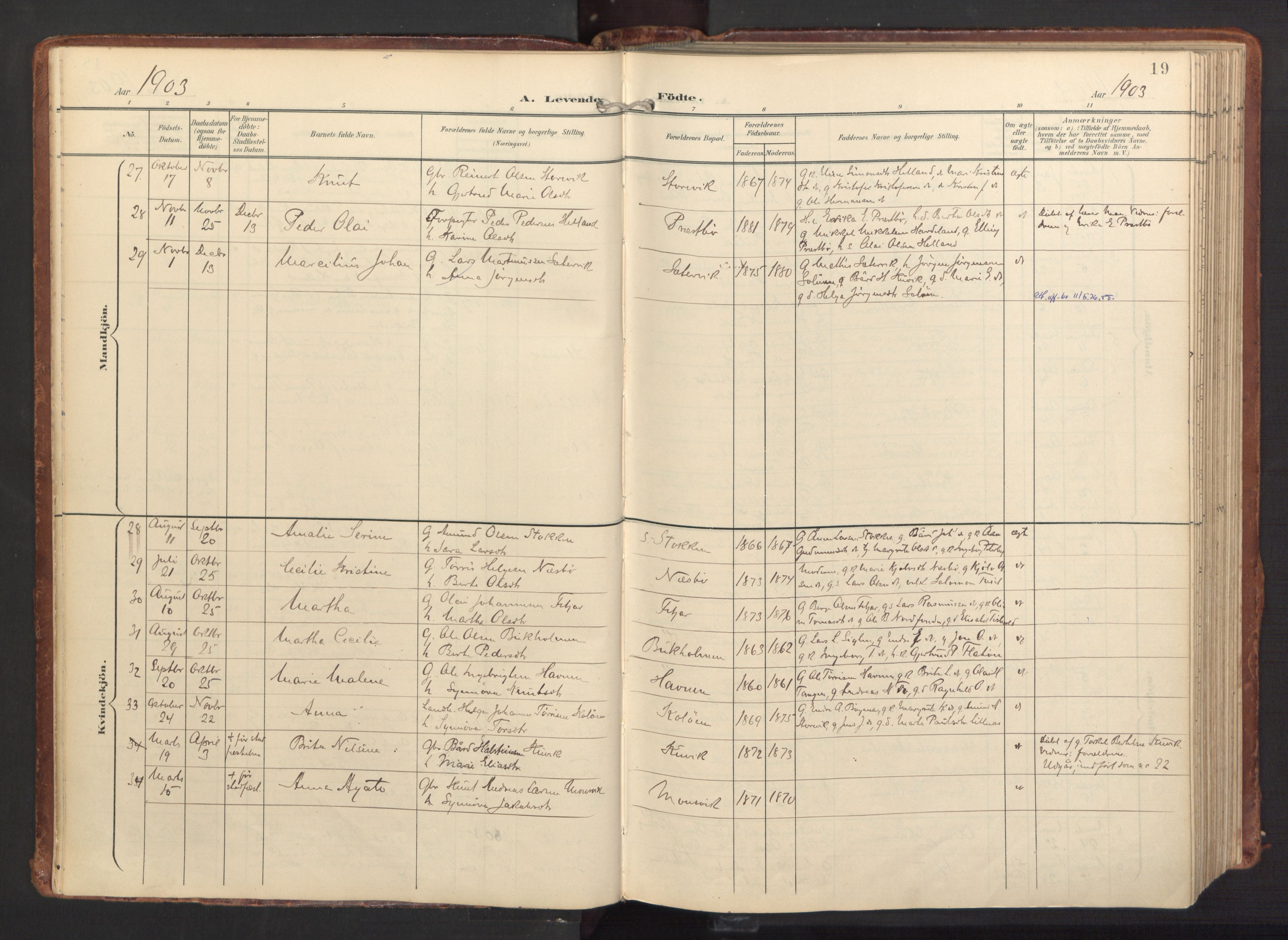 Fitjar sokneprestembete, AV/SAB-A-99926: Ministerialbok nr. A 3, 1900-1918, s. 19