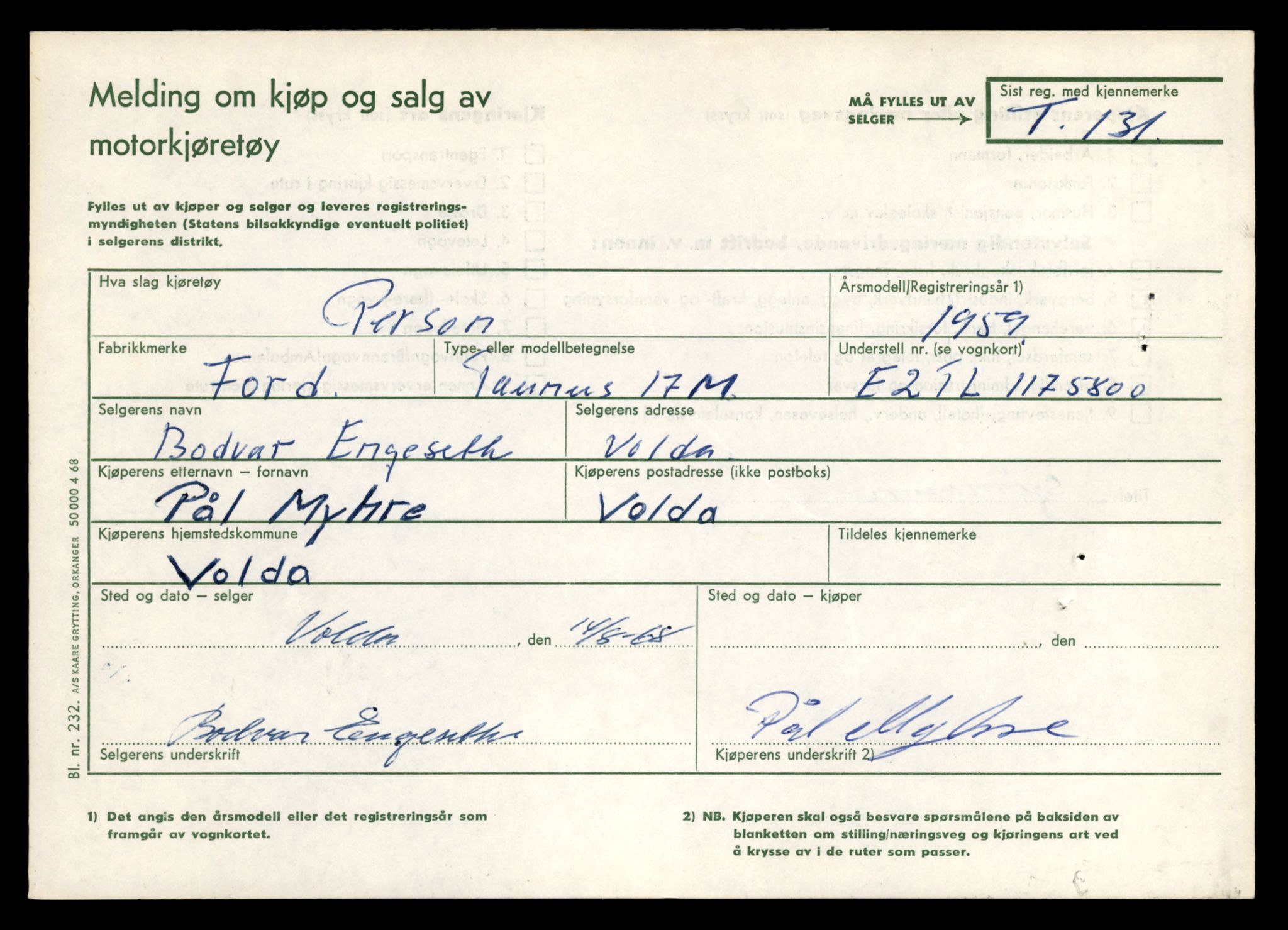 Møre og Romsdal vegkontor - Ålesund trafikkstasjon, AV/SAT-A-4099/F/Fe/L0002: Registreringskort for kjøretøy T 128 - T 231, 1927-1998, s. 149