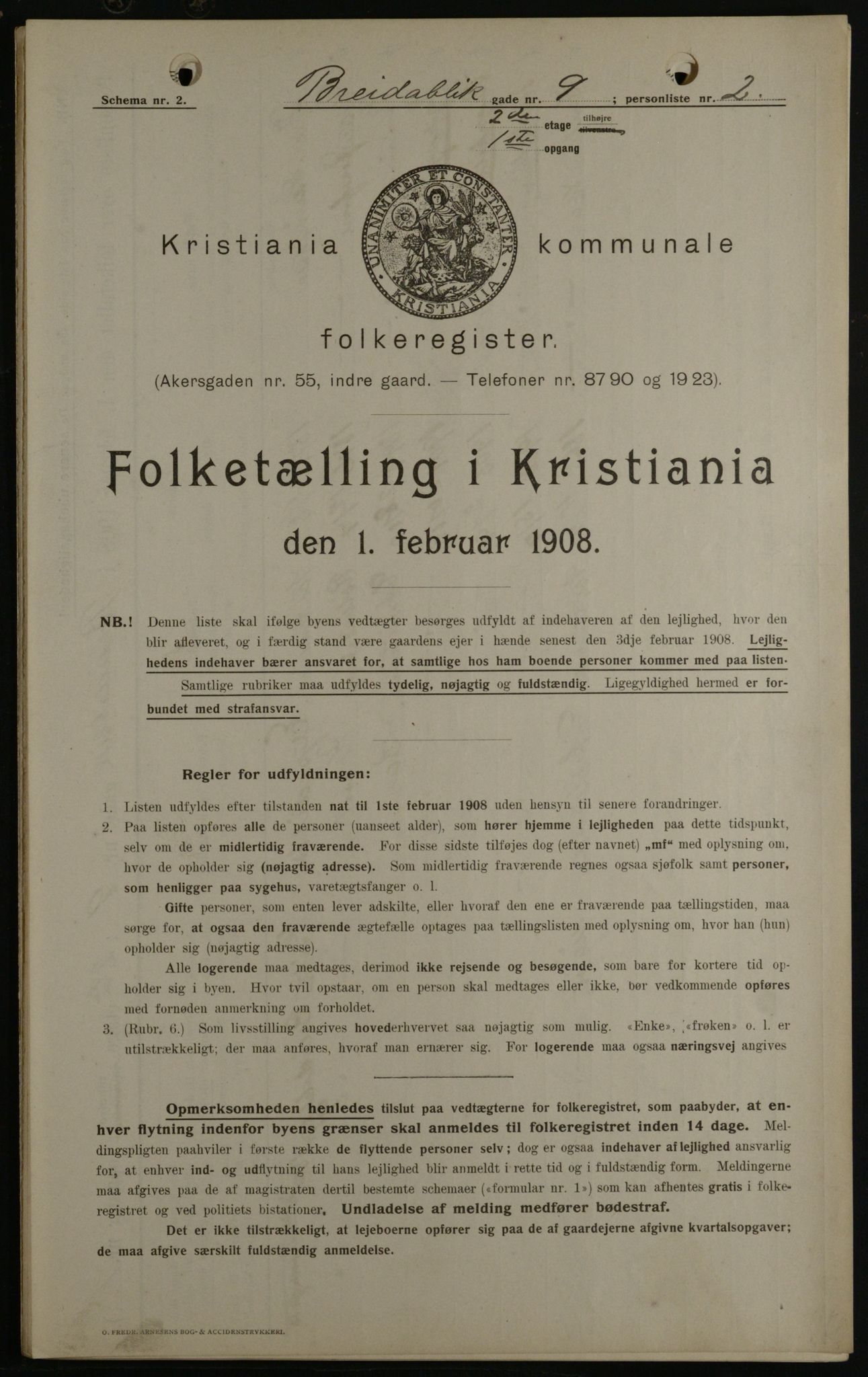 OBA, Kommunal folketelling 1.2.1908 for Kristiania kjøpstad, 1908, s. 7866