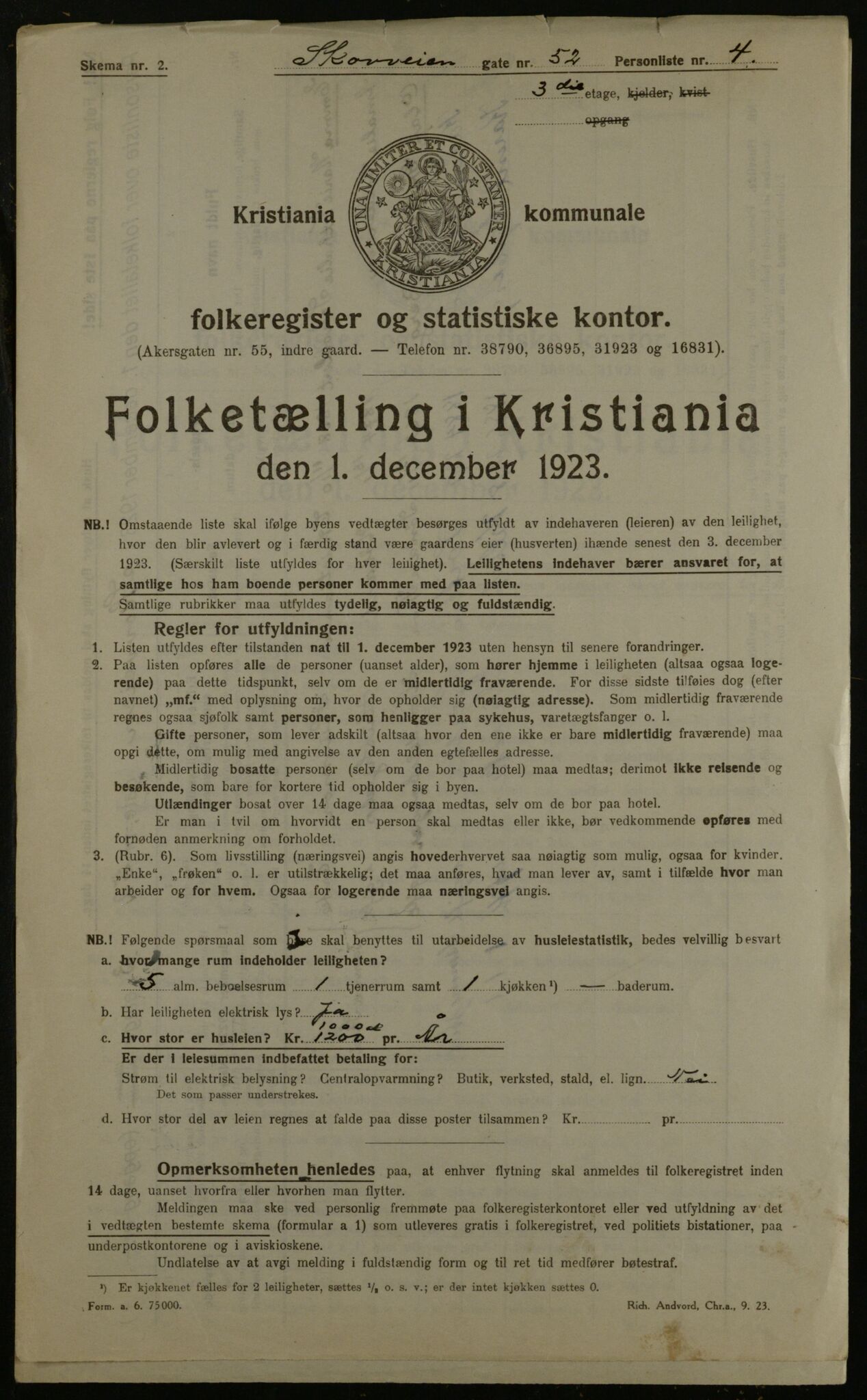 OBA, Kommunal folketelling 1.12.1923 for Kristiania, 1923, s. 107024