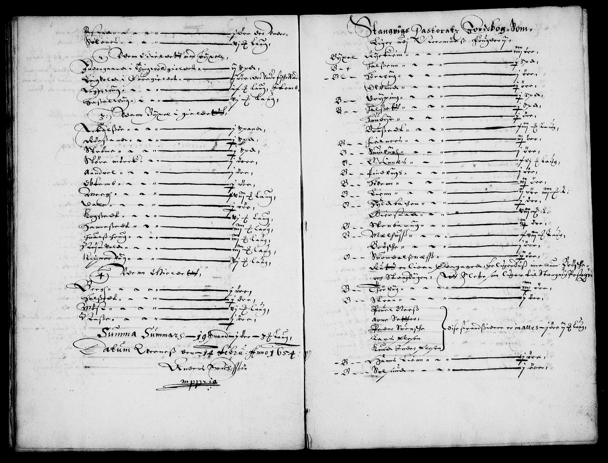 Rentekammeret inntil 1814, Realistisk ordnet avdeling, AV/RA-EA-4070/Fc/Fca/L0004/0003: [Ca IV]  Trondheim stift / "Stichtens Bog", 1654