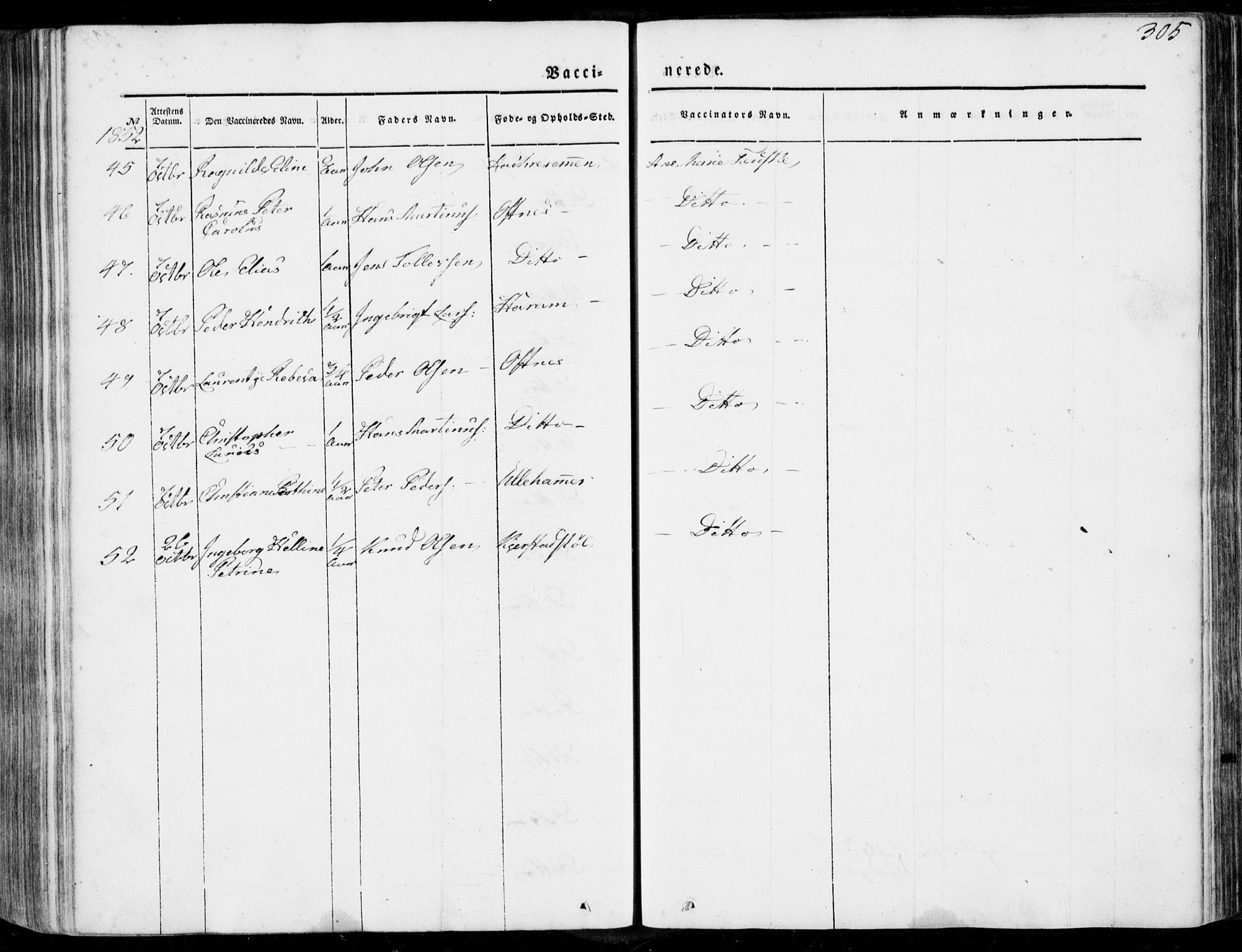 Ministerialprotokoller, klokkerbøker og fødselsregistre - Møre og Romsdal, AV/SAT-A-1454/536/L0497: Ministerialbok nr. 536A06, 1845-1865, s. 305