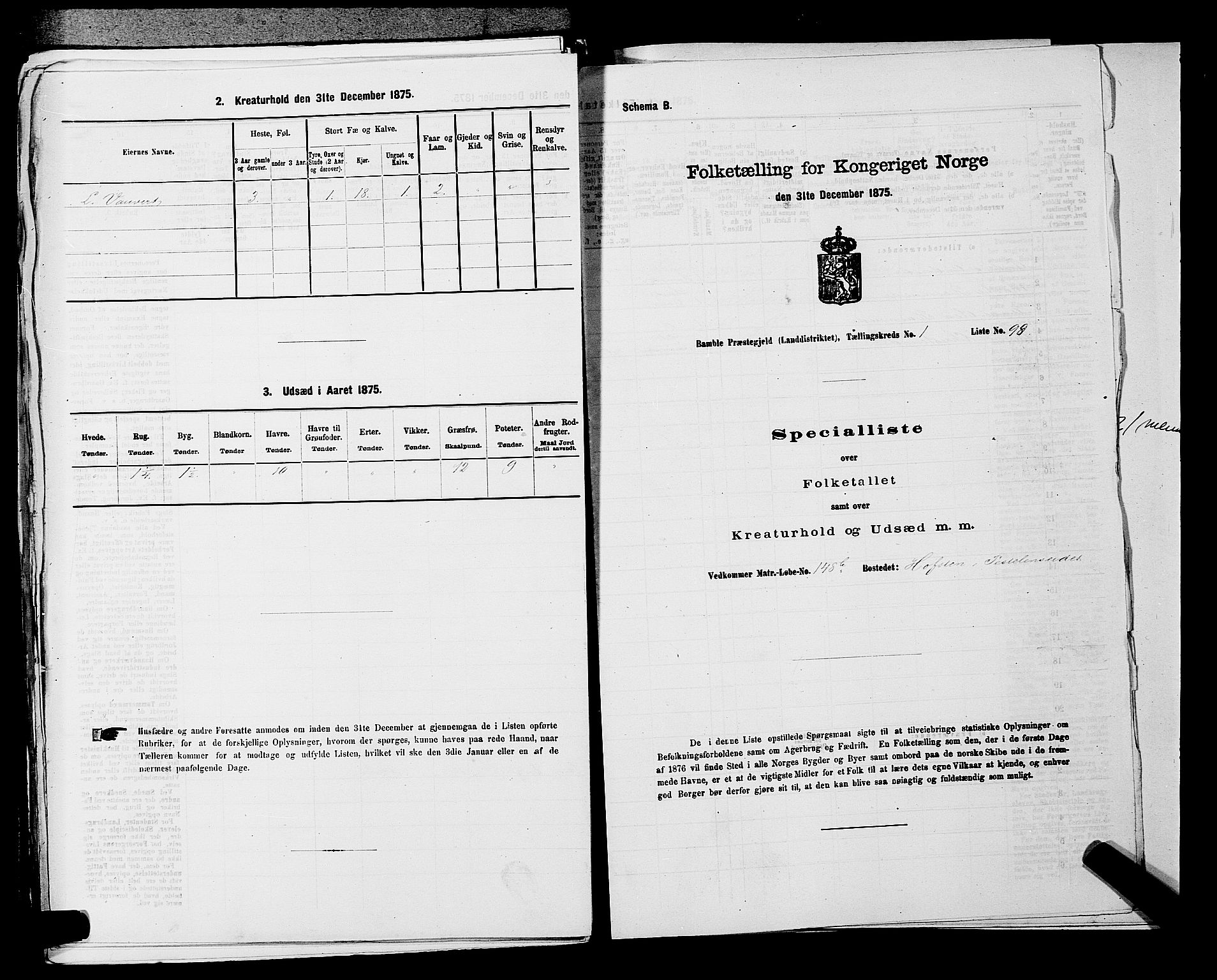 SAKO, Folketelling 1875 for 0814L Bamble prestegjeld, Bamble sokn, 1875, s. 260