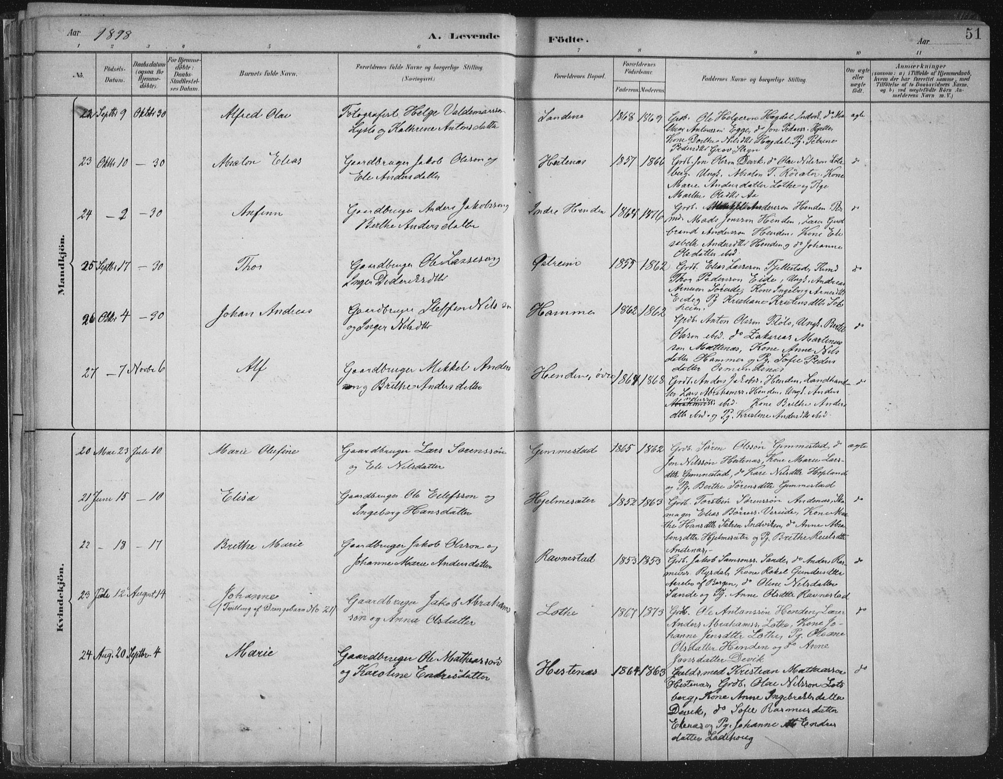 Gloppen sokneprestembete, AV/SAB-A-80101/H/Haa/Haab/L0001: Ministerialbok nr. B  1, 1885-1905, s. 51