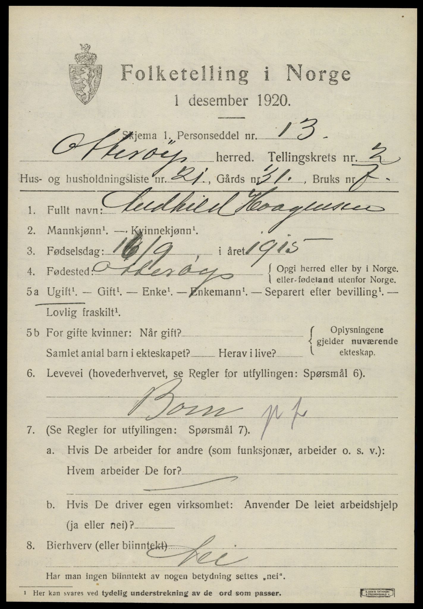 SAT, Folketelling 1920 for 1747 Otterøy herred, 1920, s. 1337