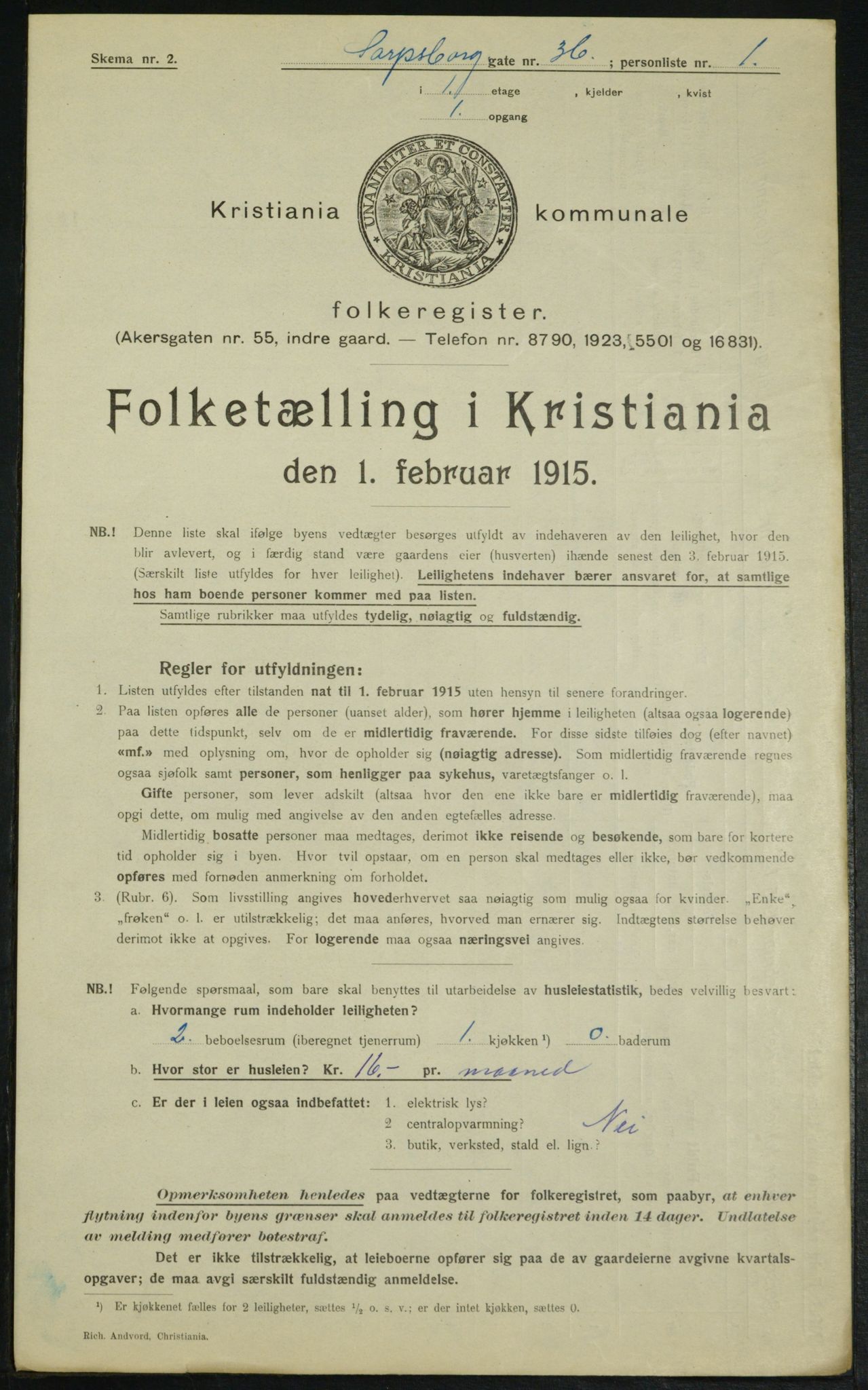 OBA, Kommunal folketelling 1.2.1915 for Kristiania, 1915, s. 88835
