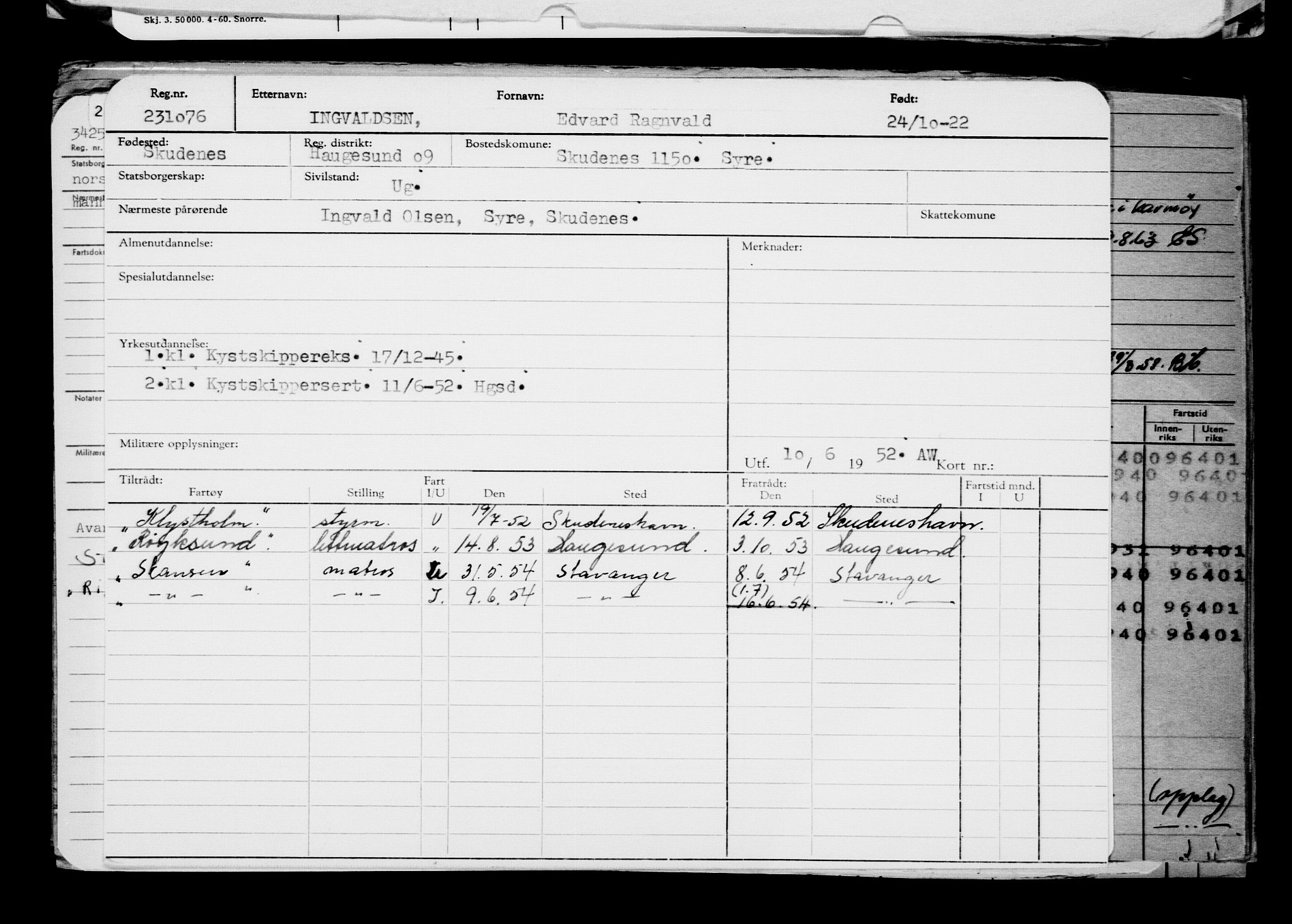 Direktoratet for sjømenn, AV/RA-S-3545/G/Gb/L0211: Hovedkort, 1922, s. 487