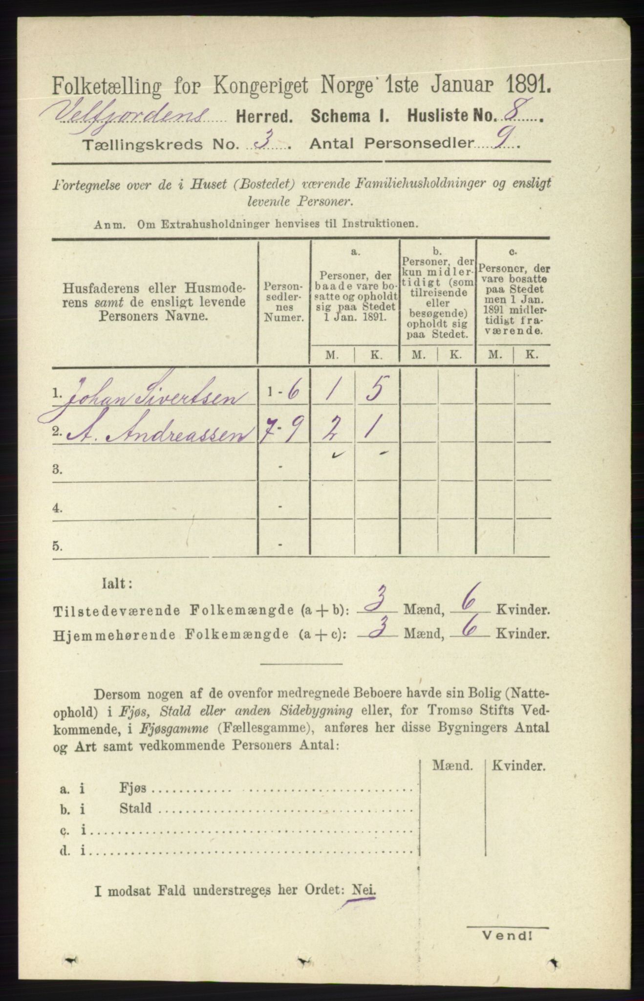 RA, Folketelling 1891 for 1813 Velfjord herred, 1891, s. 948