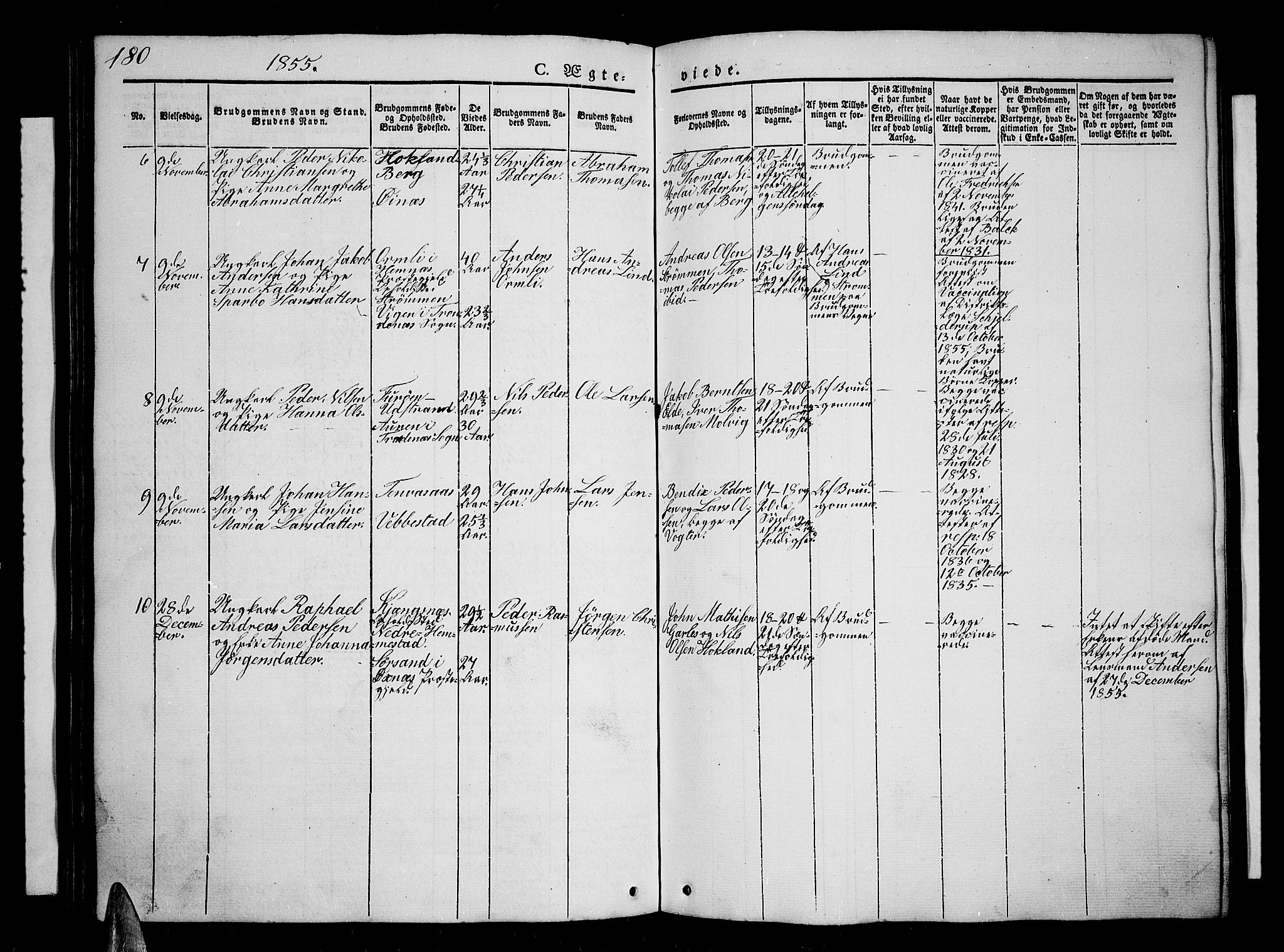 Kvæfjord sokneprestkontor, SATØ/S-1323/G/Ga/Gab/L0002klokker: Klokkerbok nr. 2, 1841-1855, s. 180