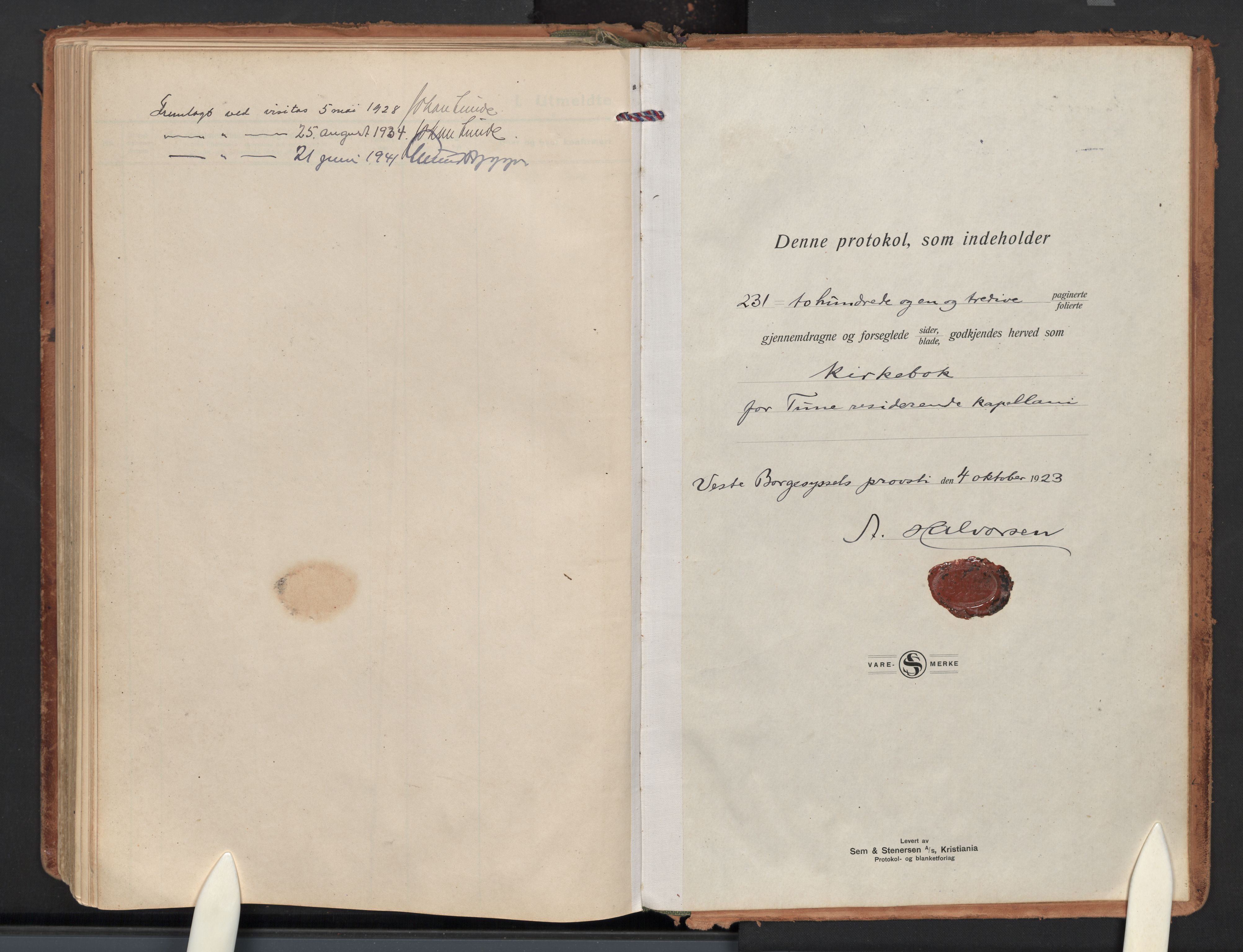 Tune prestekontor Kirkebøker, AV/SAO-A-2007/F/Fb/L0002: Residerende kapellans bok nr. 2, 1923-1940