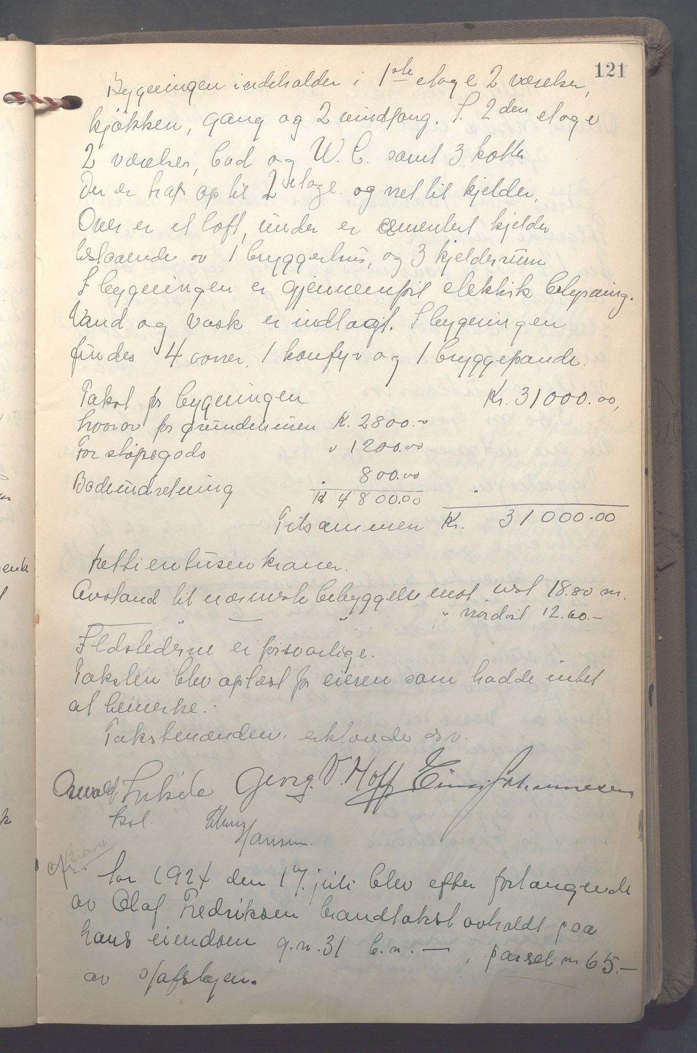 Lensmennene i Aker, OBA/A-10133/F/Fb/L0002: Branntakstprotokoll, 1922-1929, s. 121