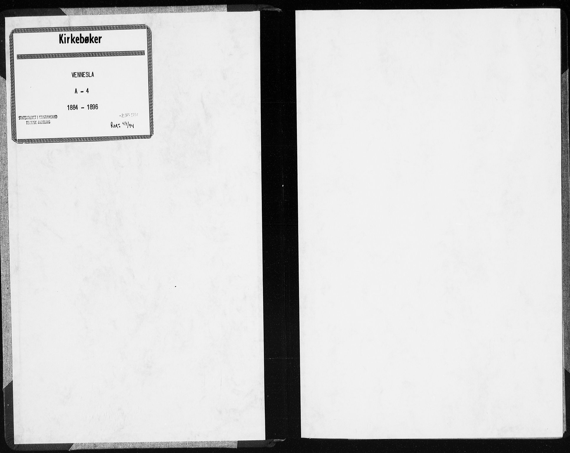 Vennesla sokneprestkontor, AV/SAK-1111-0045/Fa/Fab/L0004: Ministerialbok nr. A 4, 1884-1896