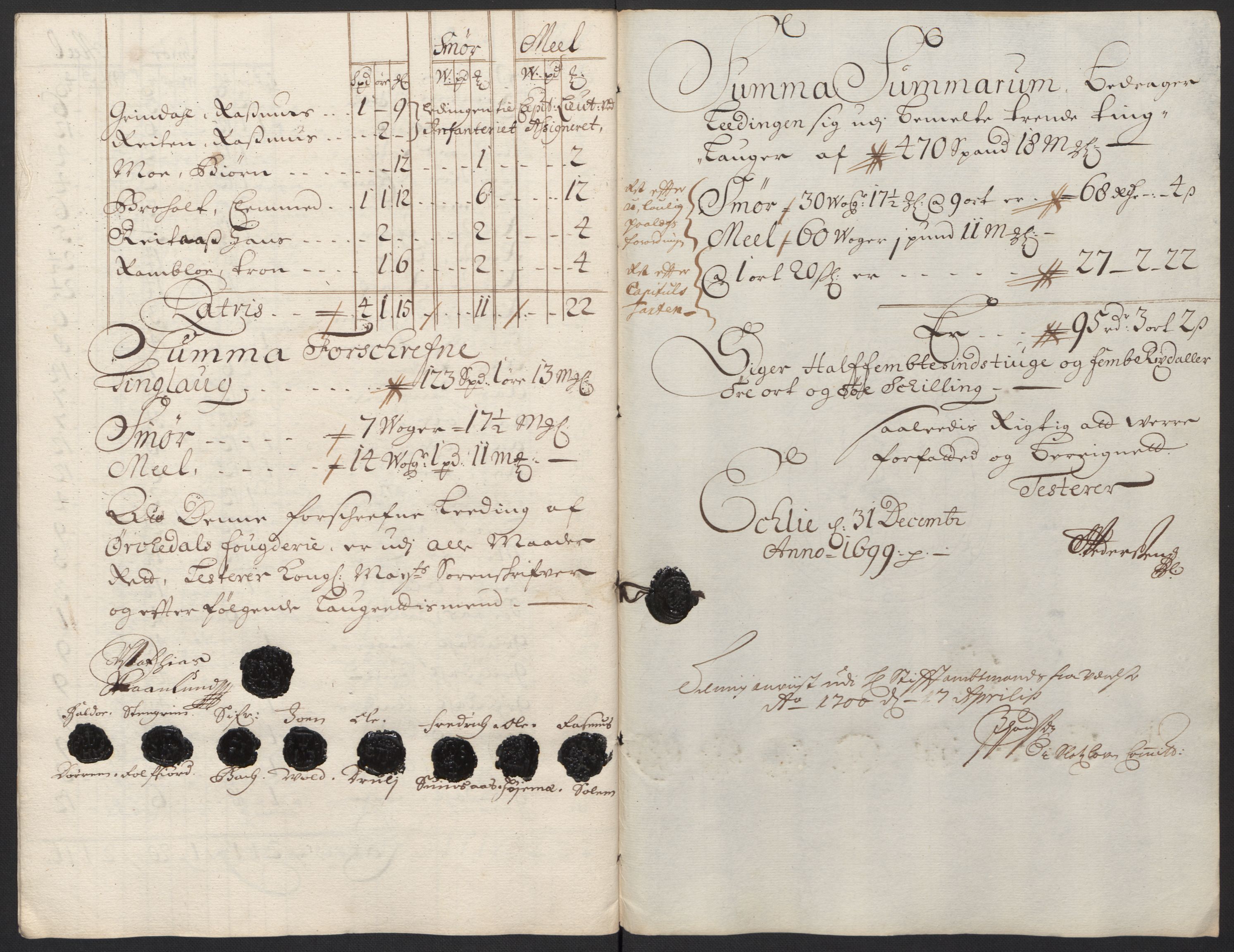 Rentekammeret inntil 1814, Reviderte regnskaper, Fogderegnskap, AV/RA-EA-4092/R60/L3949: Fogderegnskap Orkdal og Gauldal, 1699, s. 153