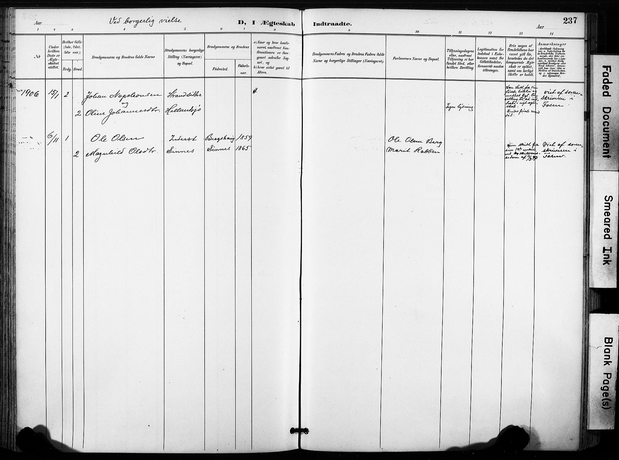 Ministerialprotokoller, klokkerbøker og fødselsregistre - Sør-Trøndelag, SAT/A-1456/630/L0497: Ministerialbok nr. 630A10, 1896-1910, s. 237