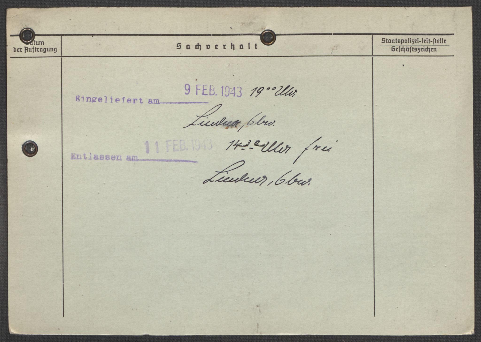 Befehlshaber der Sicherheitspolizei und des SD, RA/RAFA-5969/E/Ea/Eaa/L0010: Register over norske fanger i Møllergata 19: Sø-Å, 1940-1945, s. 1145