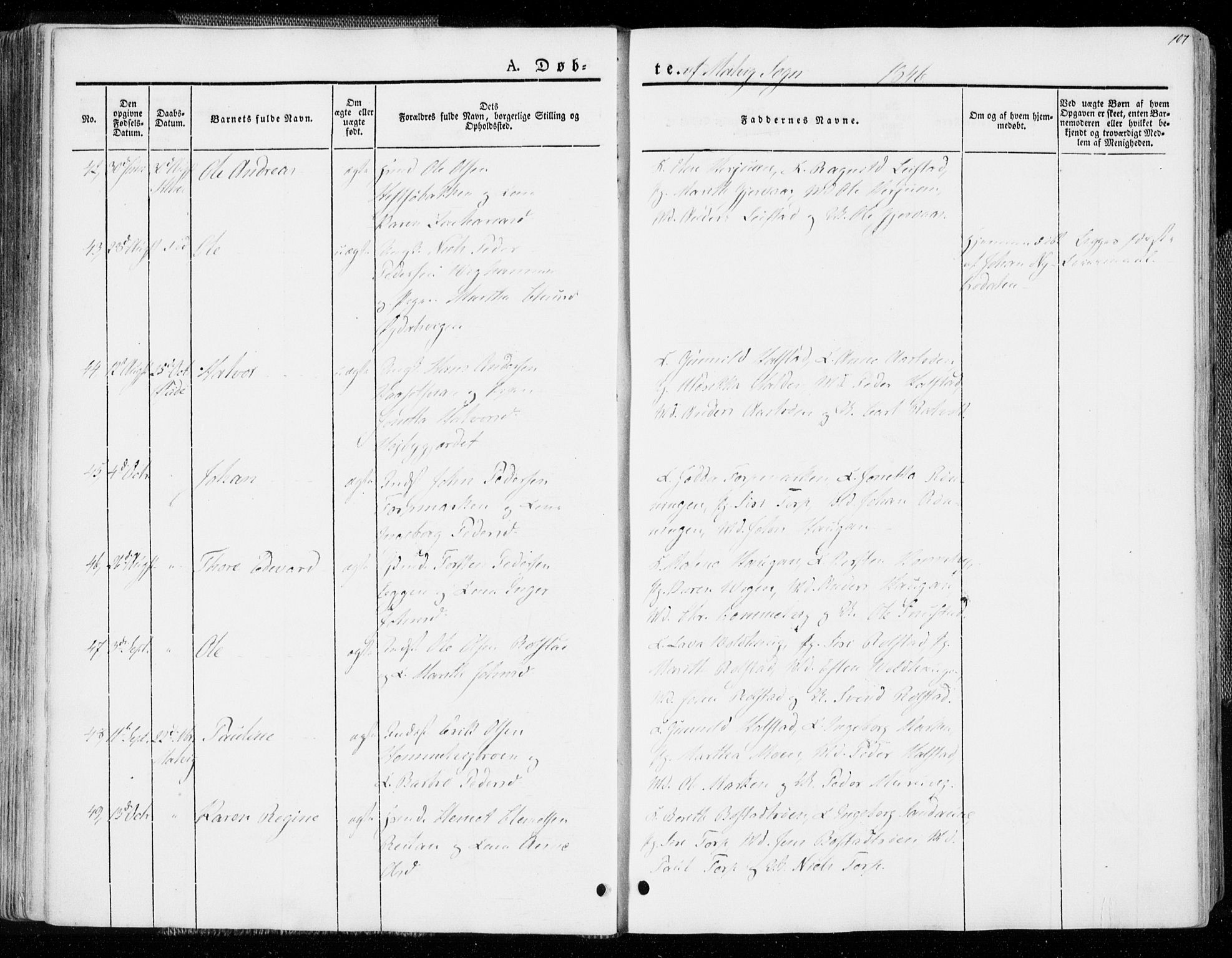 Ministerialprotokoller, klokkerbøker og fødselsregistre - Sør-Trøndelag, AV/SAT-A-1456/606/L0290: Ministerialbok nr. 606A05, 1841-1847, s. 107