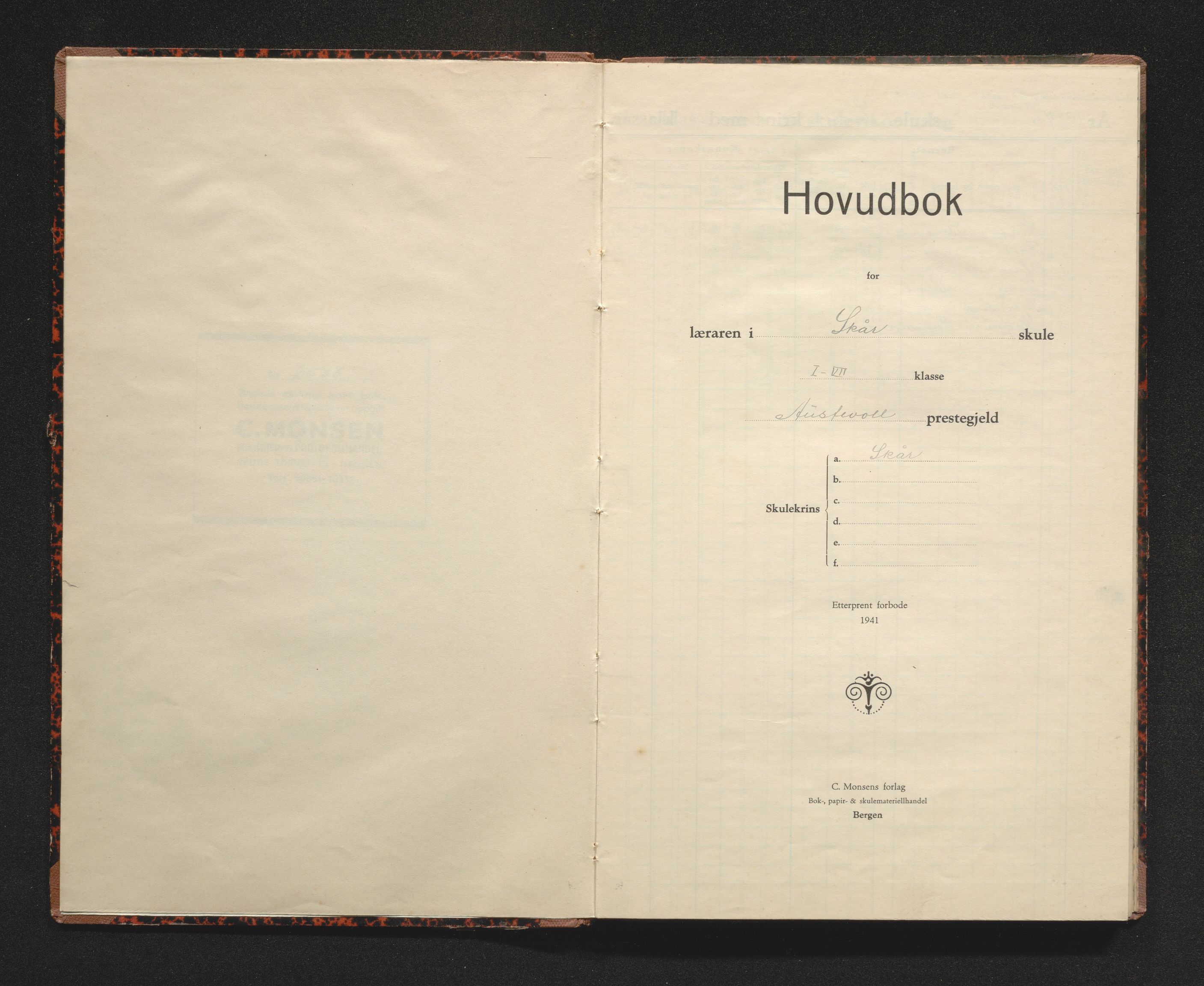 Austevoll kommune. Barneskulane, IKAH/1244-231/F/Fa/L0029: Skuleprotokoll for Skår krins, 1947-1961