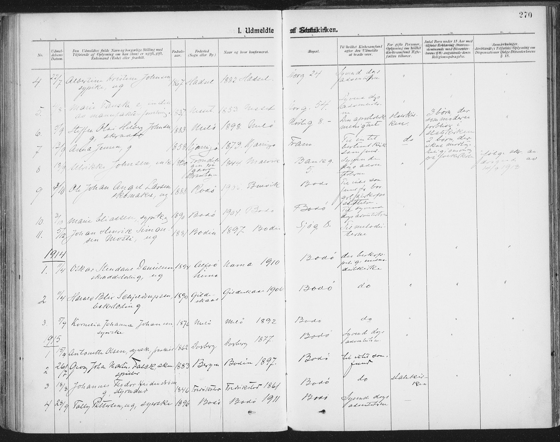 Ministerialprotokoller, klokkerbøker og fødselsregistre - Nordland, AV/SAT-A-1459/801/L0012: Ministerialbok nr. 801A12, 1900-1916, s. 270