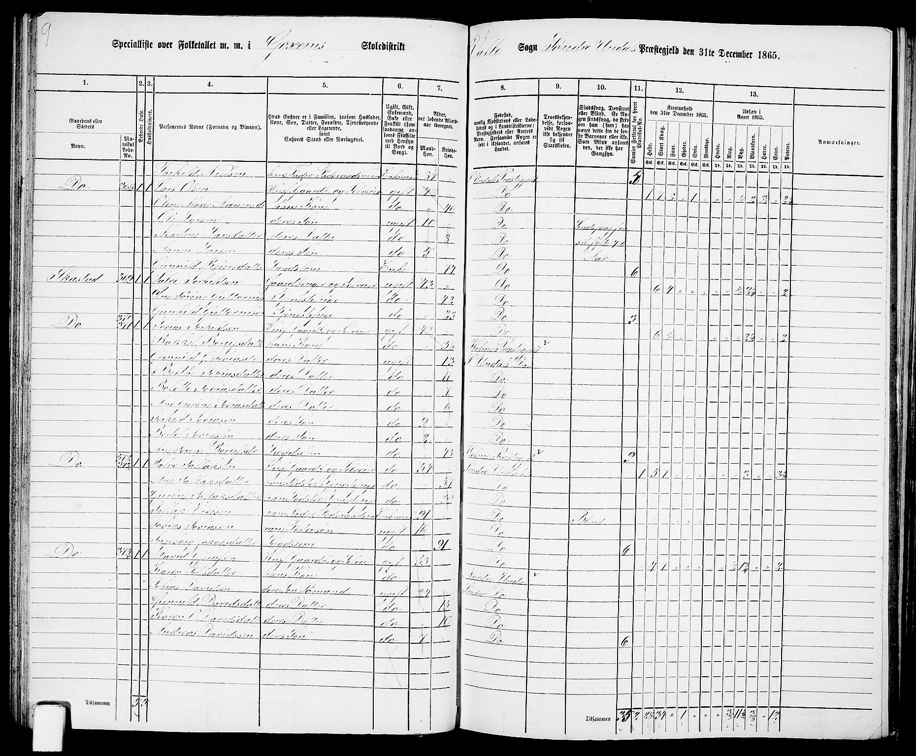 RA, Folketelling 1865 for 1029P Sør-Audnedal prestegjeld, 1865, s. 51