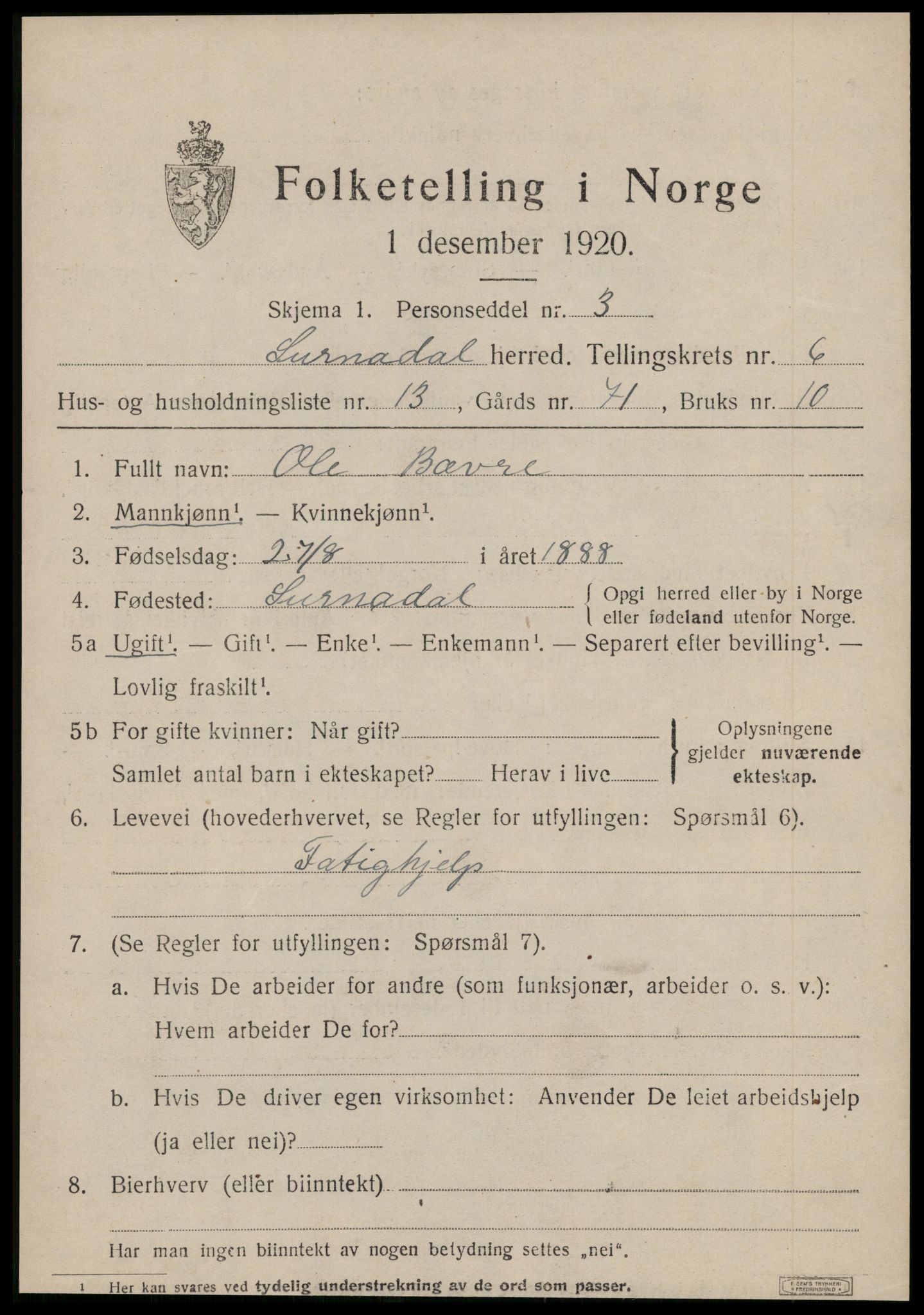 SAT, Folketelling 1920 for 1566 Surnadal herred, 1920, s. 4437