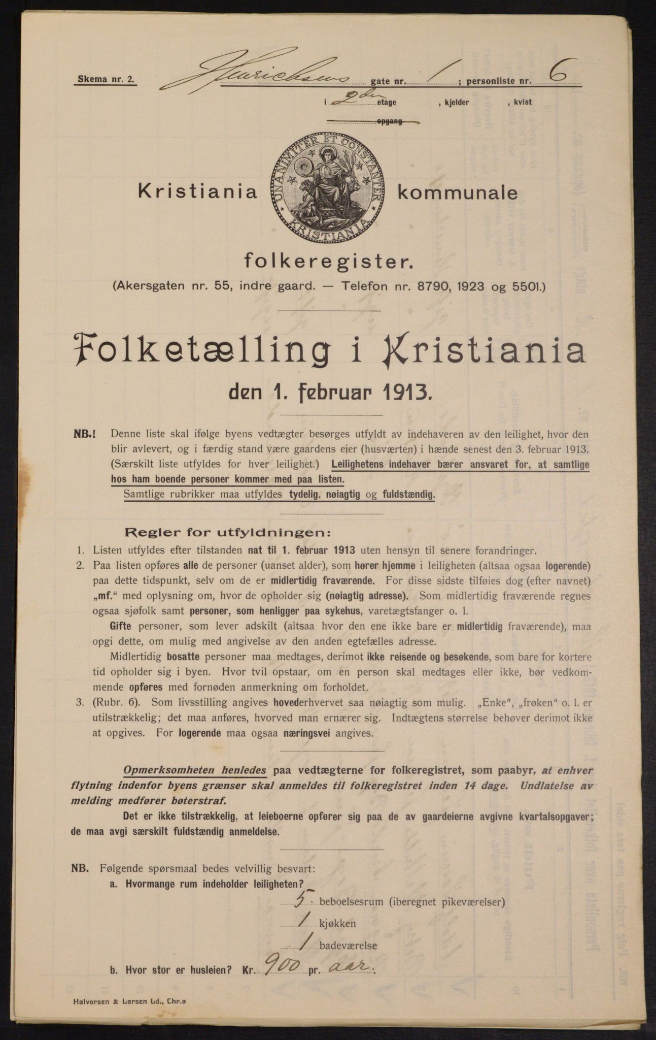 OBA, Kommunal folketelling 1.2.1913 for Kristiania, 1913, s. 38307