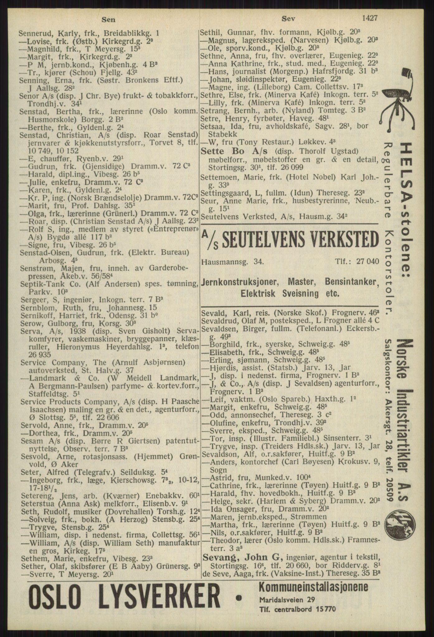 Kristiania/Oslo adressebok, PUBL/-, 1939, s. 1427