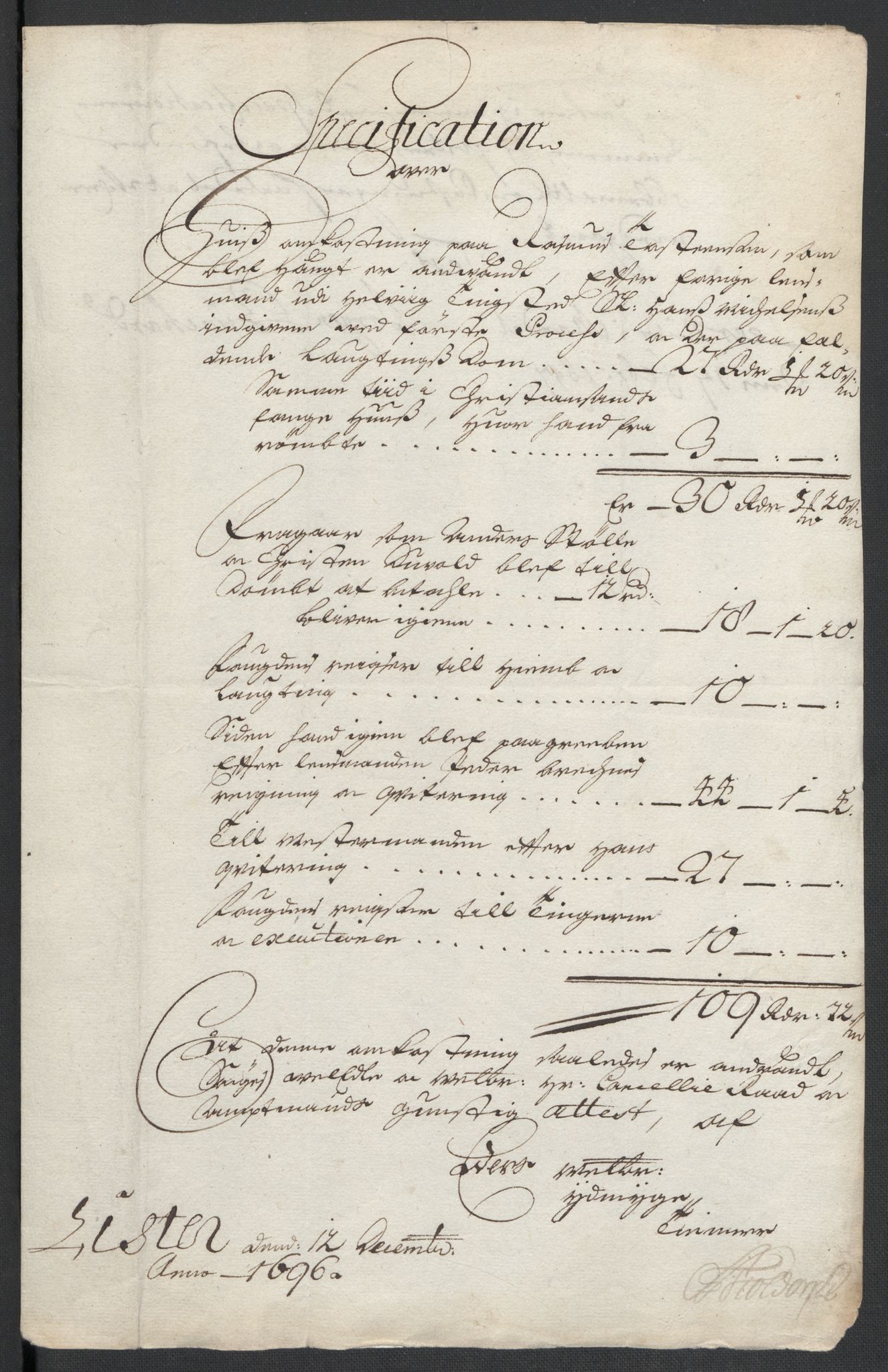 Rentekammeret inntil 1814, Reviderte regnskaper, Fogderegnskap, RA/EA-4092/R43/L2546: Fogderegnskap Lista og Mandal, 1696-1697, s. 141